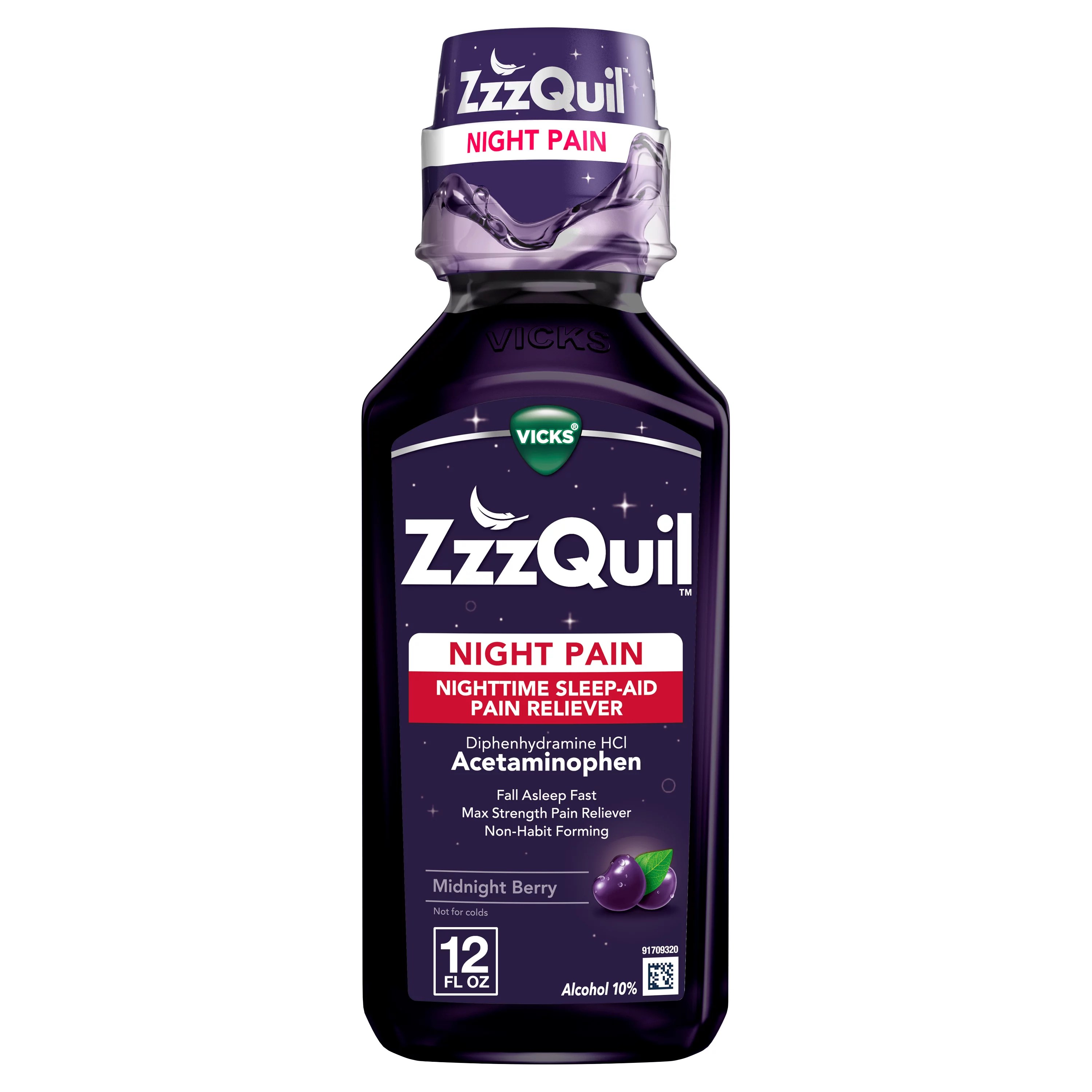 Vicks ZzzQuil Night Pain Liquid Midnight Berry Shop Sleep & Snoring
