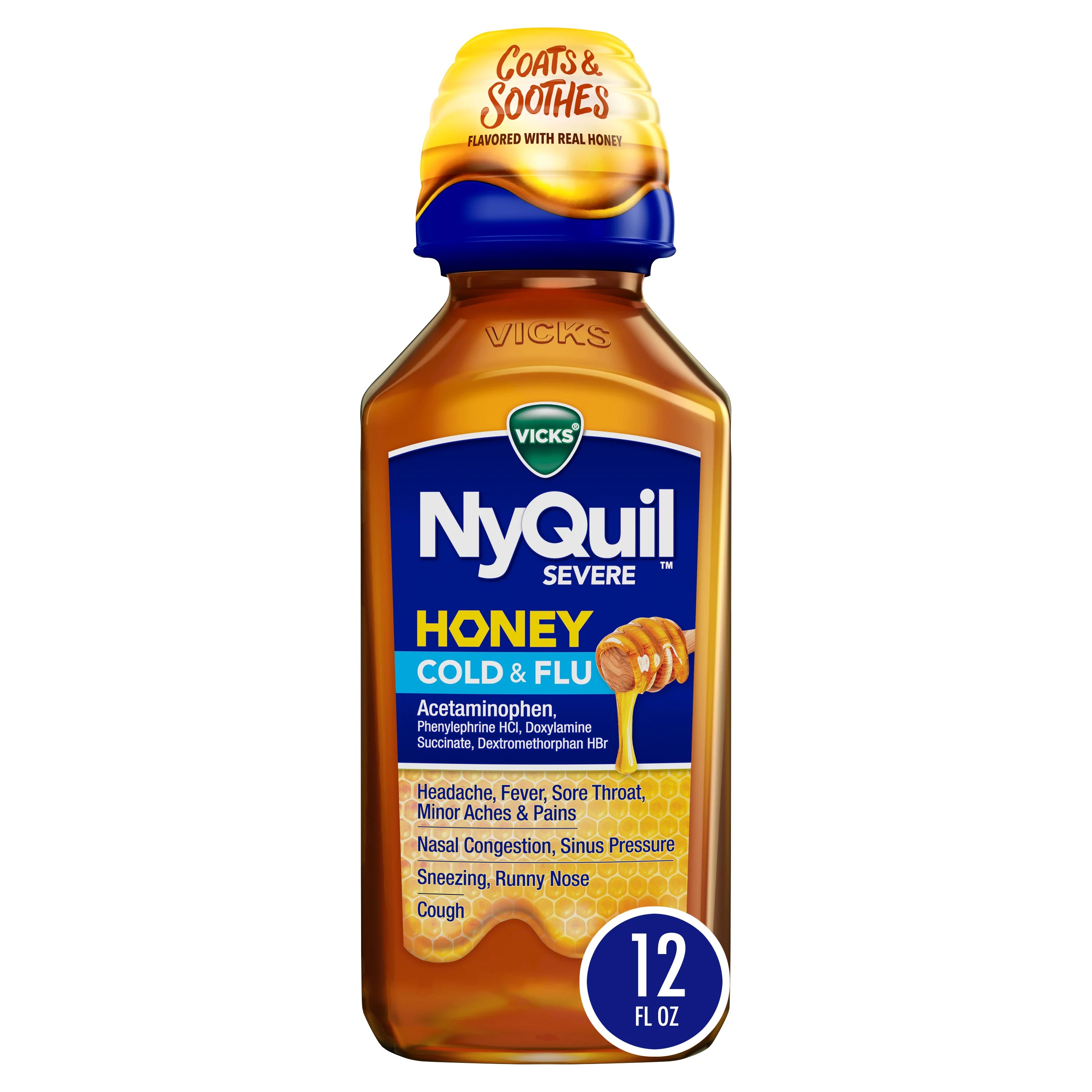 Vicks NyQuil Severe Cold & Flu Relief Liquid Honey Shop Medicines