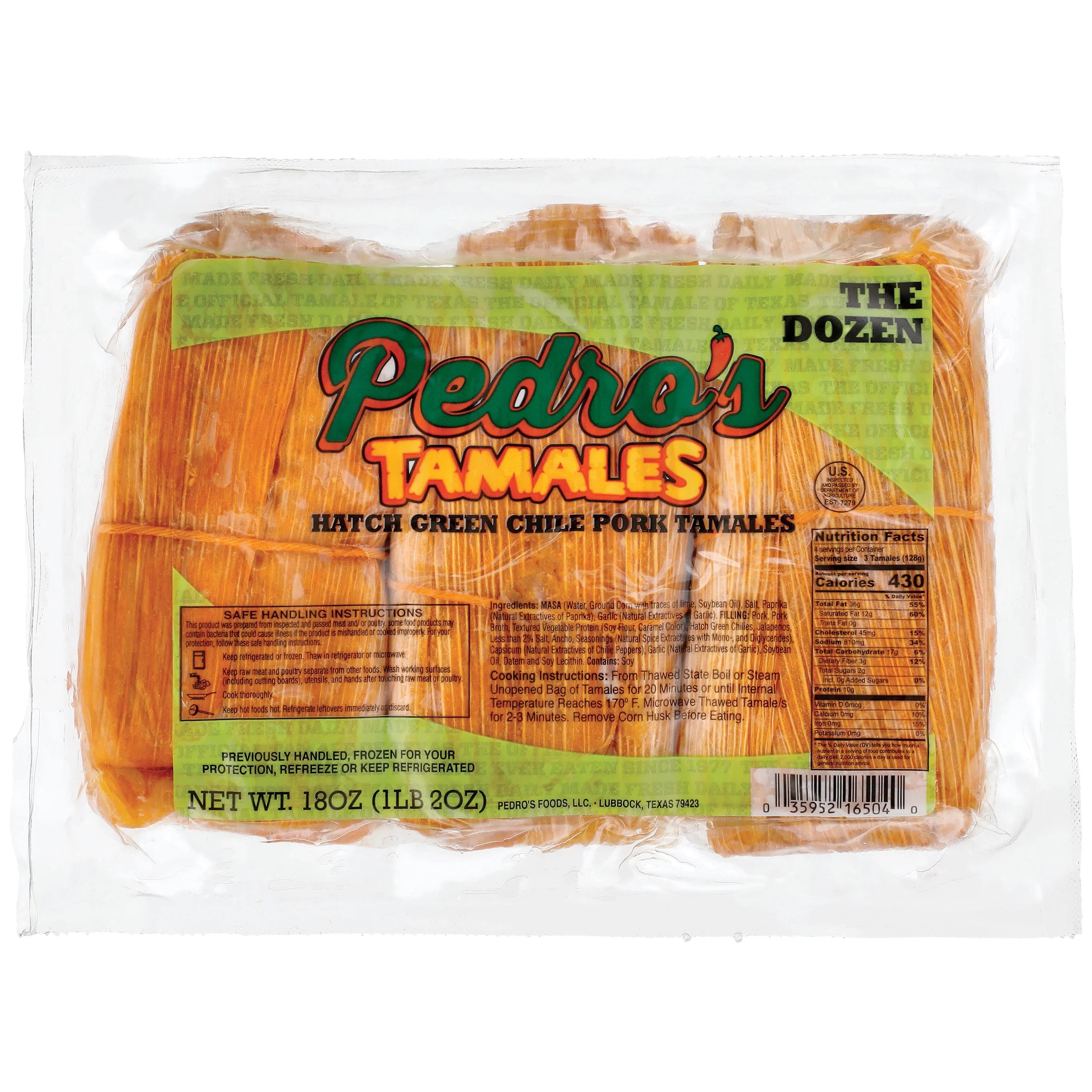 Pedro's Hatch Green Chile Pork Tamales Shop Appetizers at HEB