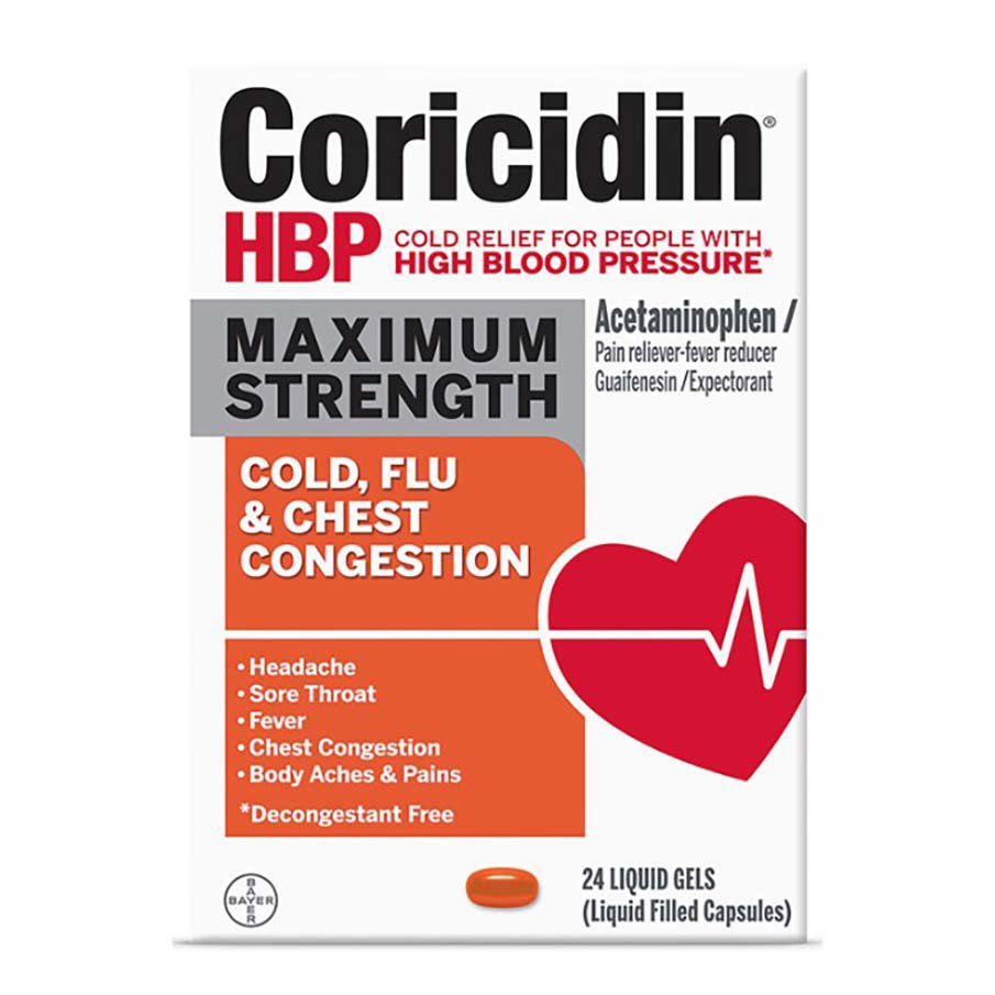 Coricidin HBP Maximum Strength Cold Cough & Flu Liquid Gels Shop
