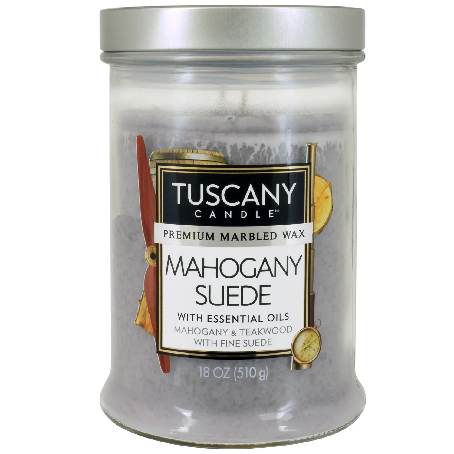 Tuscany Candle Mahogany Suede Scent Candle Jar with Essential Oils