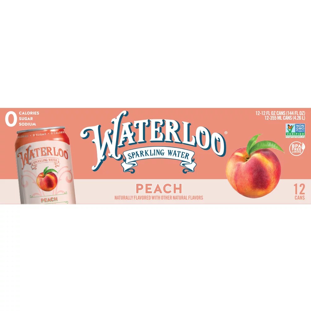 Waterloo Peach Sparkling Water 12 oz Cans Shop Water at HEB