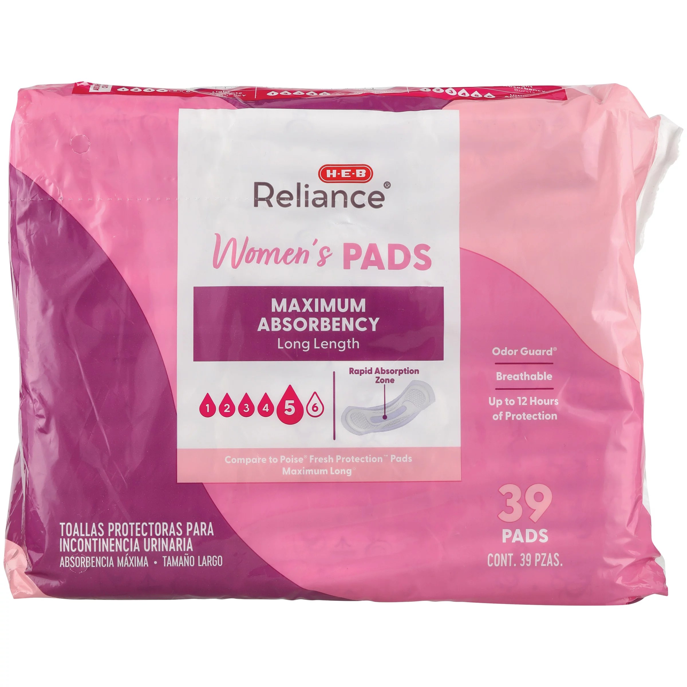 HEB Reliance Maximum Absorbency Long Length Pads Shop Incontinence