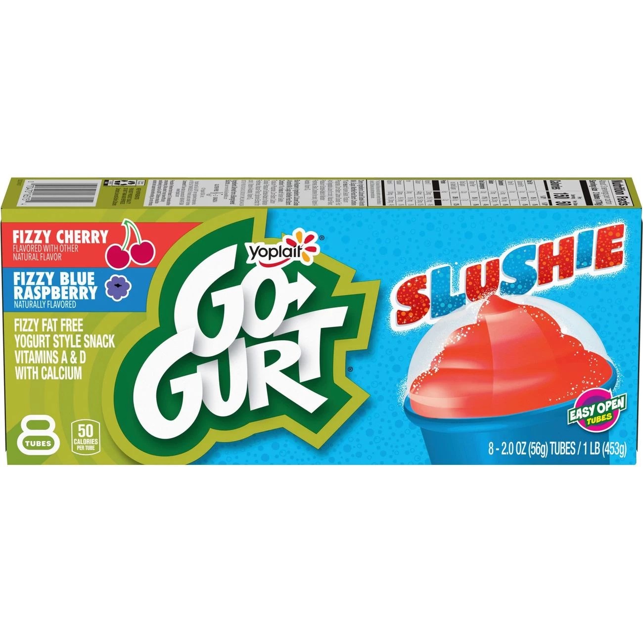 Yoplait GoGurt Slushie LowFat Fizzy Blue Raspberry & Fizzy Cherry