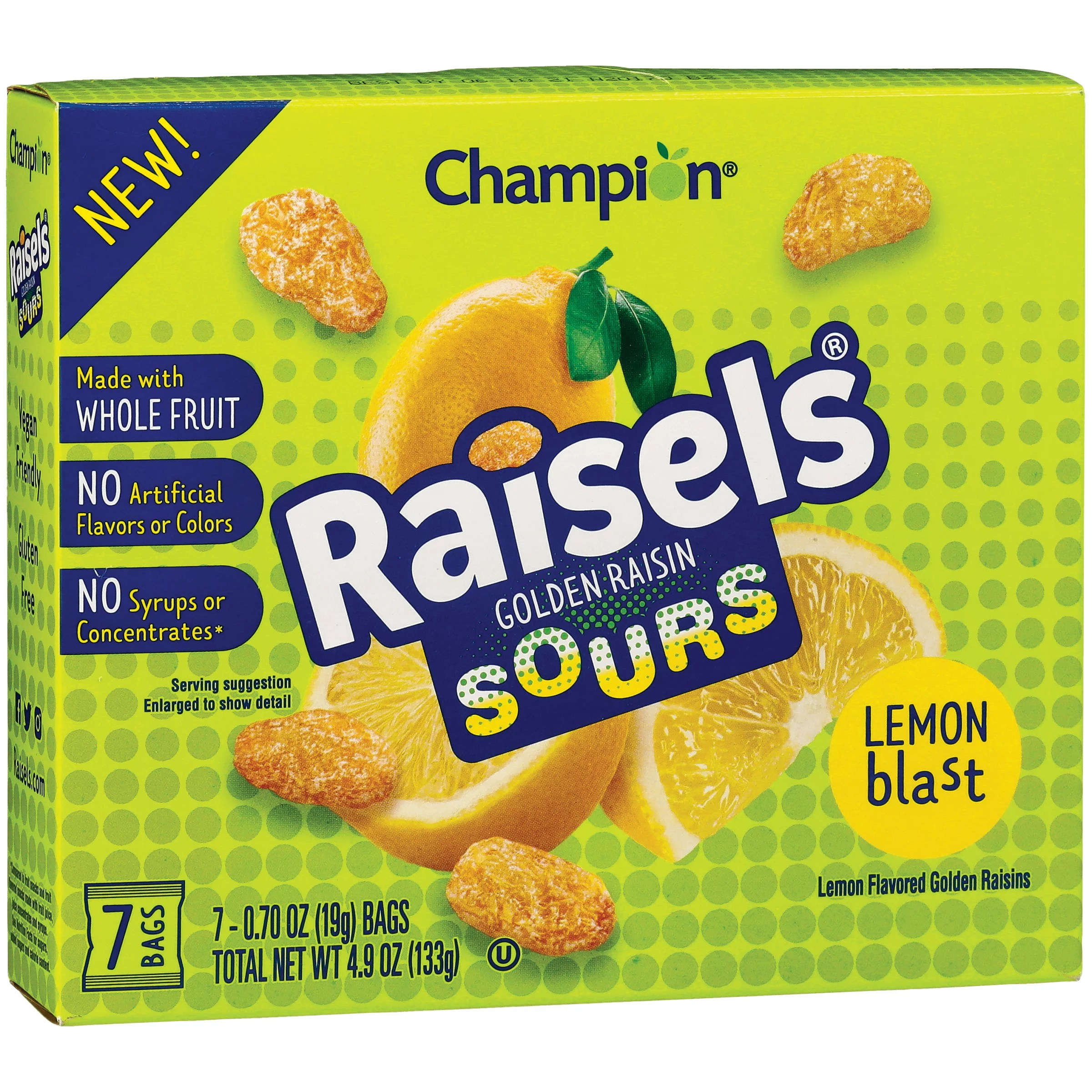 Champion Raisels Sours Lemon Blast Golden Raisins Shop Canned & Dried