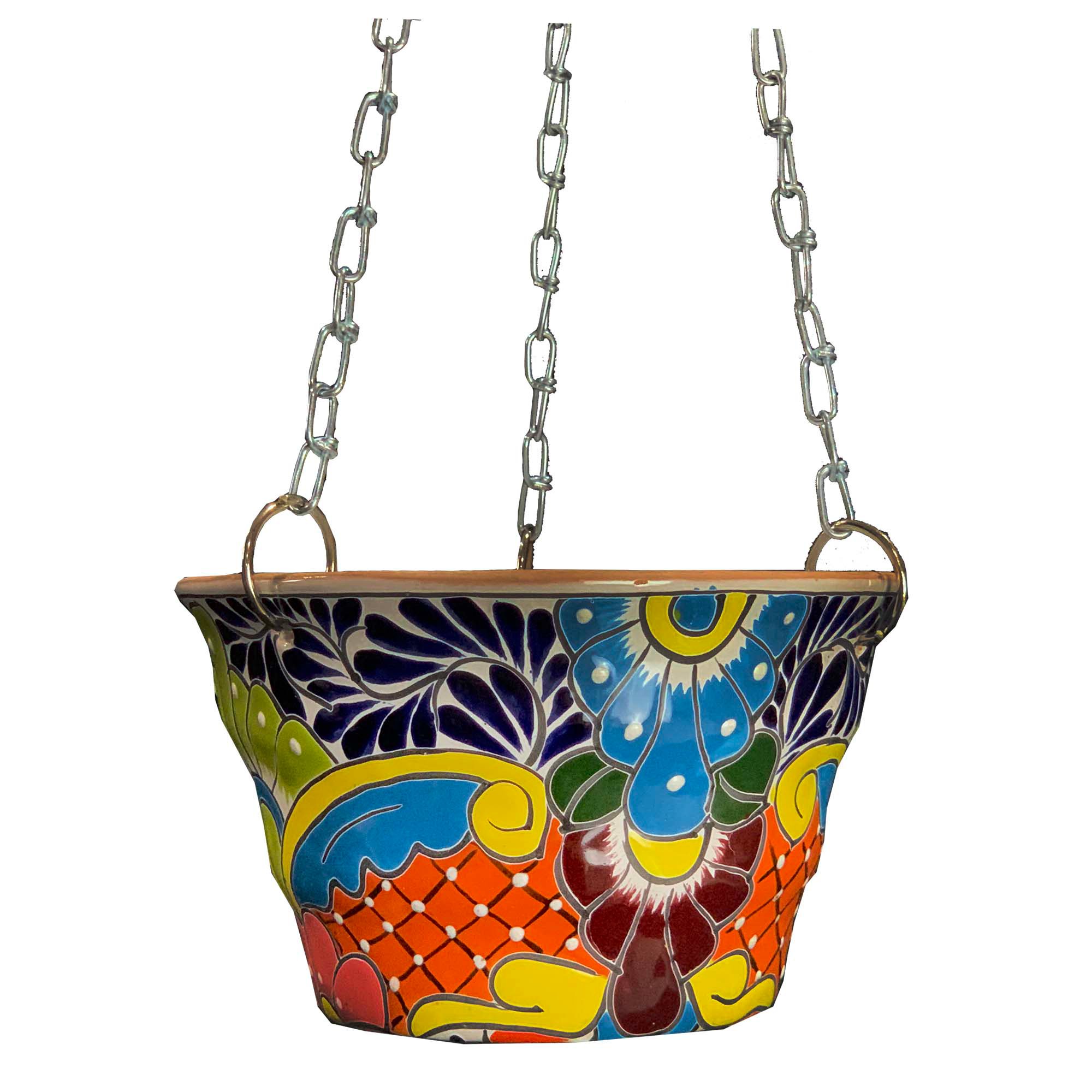Blue Orange Pottery Talavera Hanging Planter Shop Patio & Outdoor at
