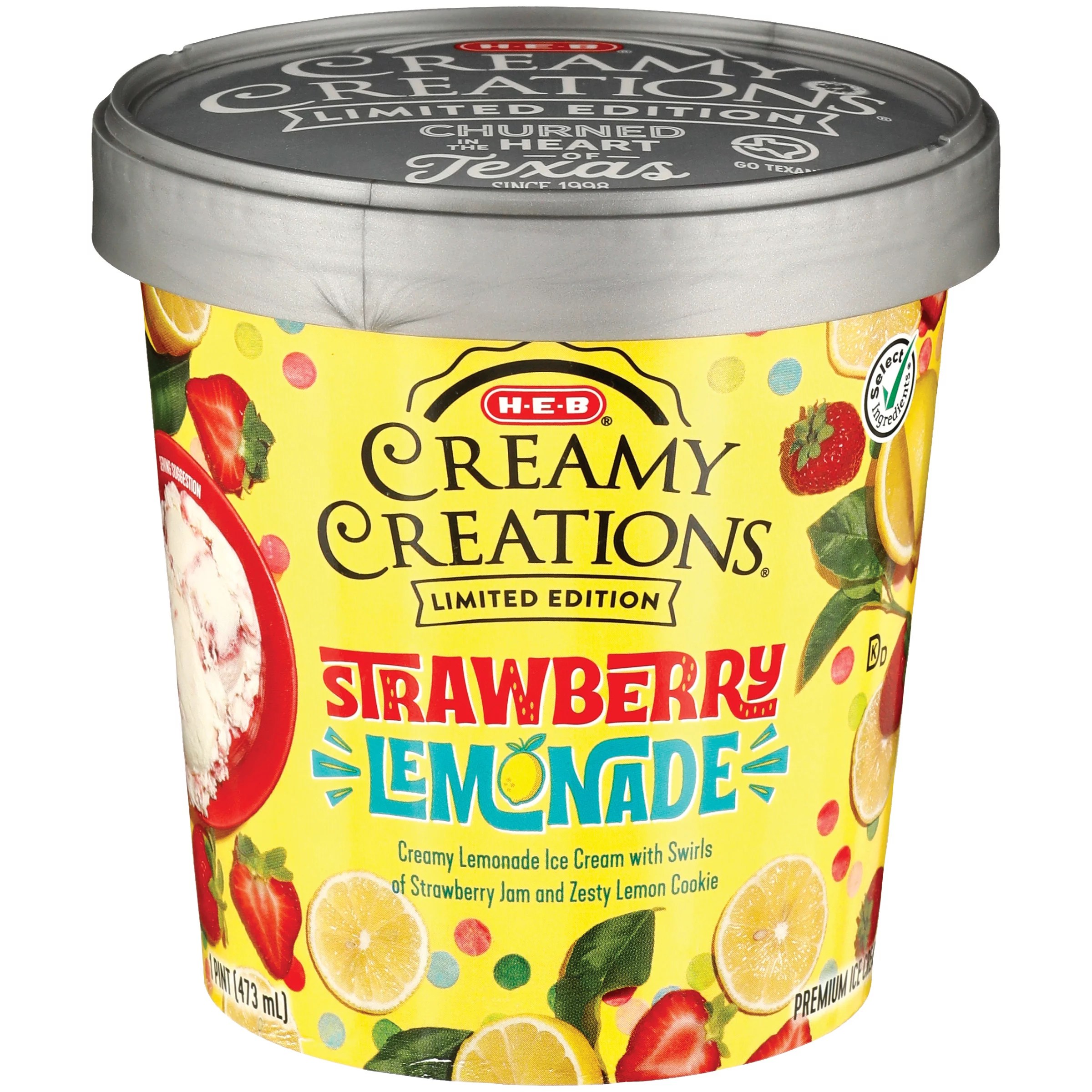 HEB Select Ingredients Creamy Creations Strawberry Lemonade Ice Cream