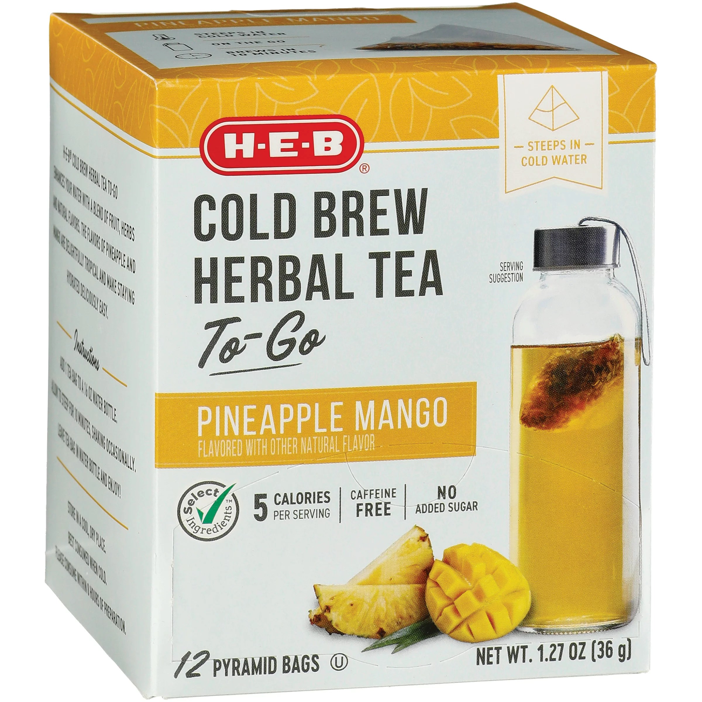 HEB Select Ingredients Pineapple Mango Cold Brew Herbal Tea Bags