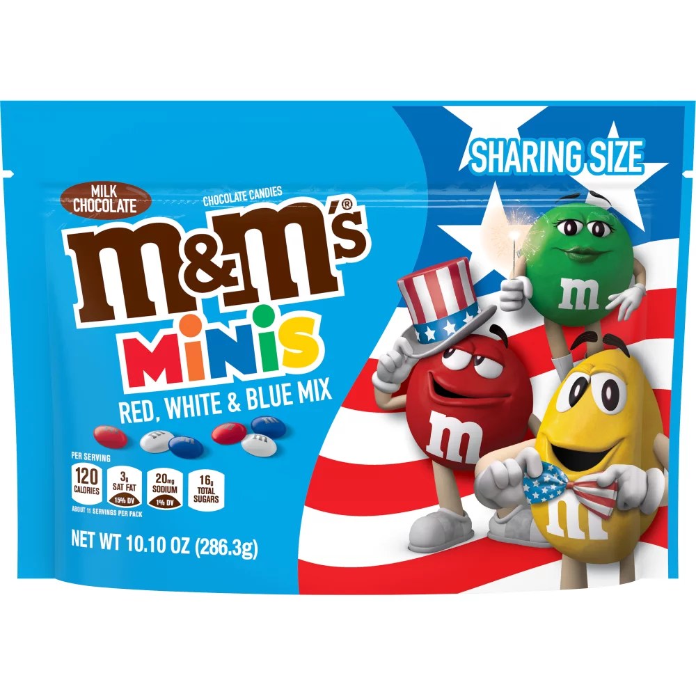 M&M'S Minis Milk Chocolate Red White & Blue Patriotic Candy Bag Shop