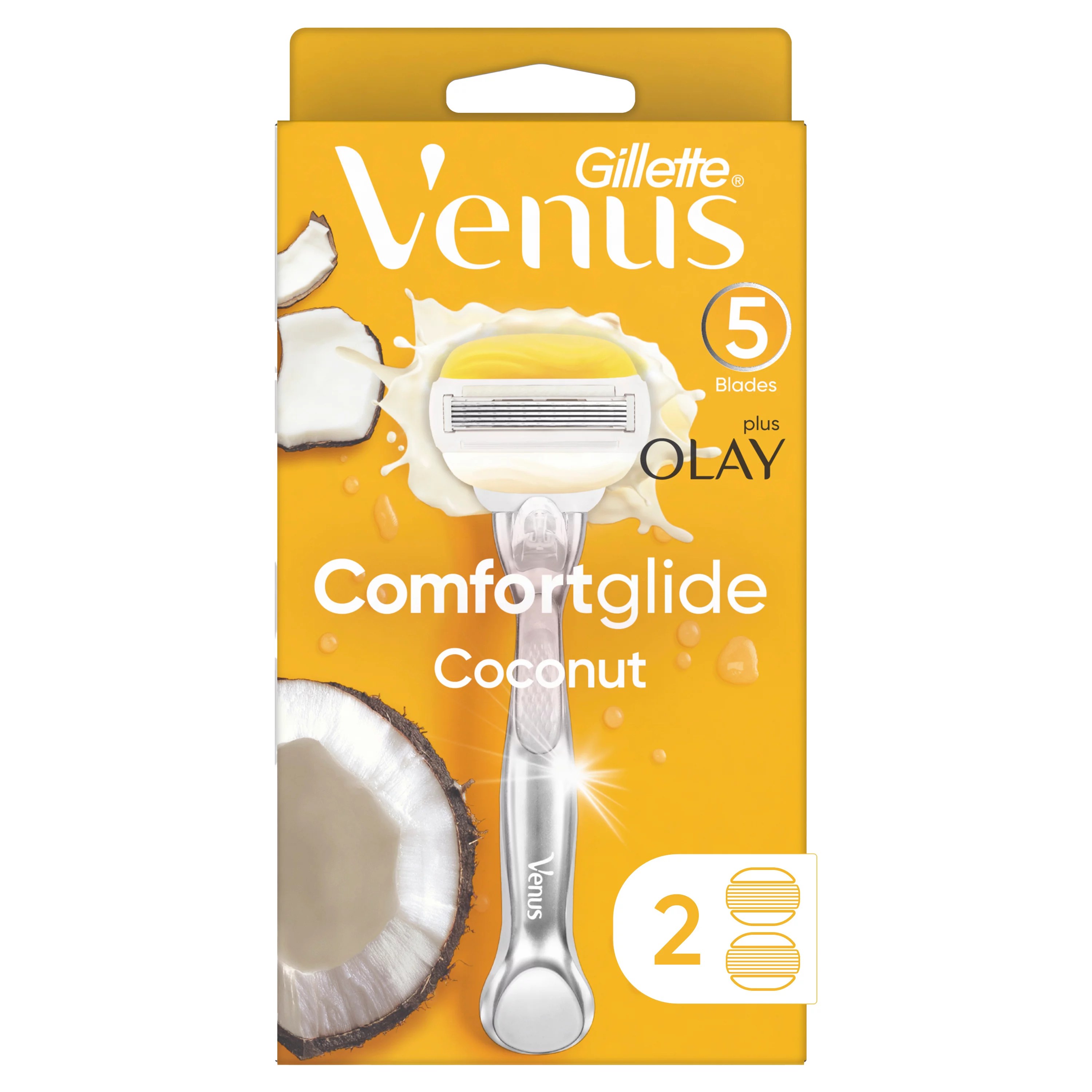 Gillette Venus Comfort Glide Plus Olay Coconut Razor with 2 Cartridges
