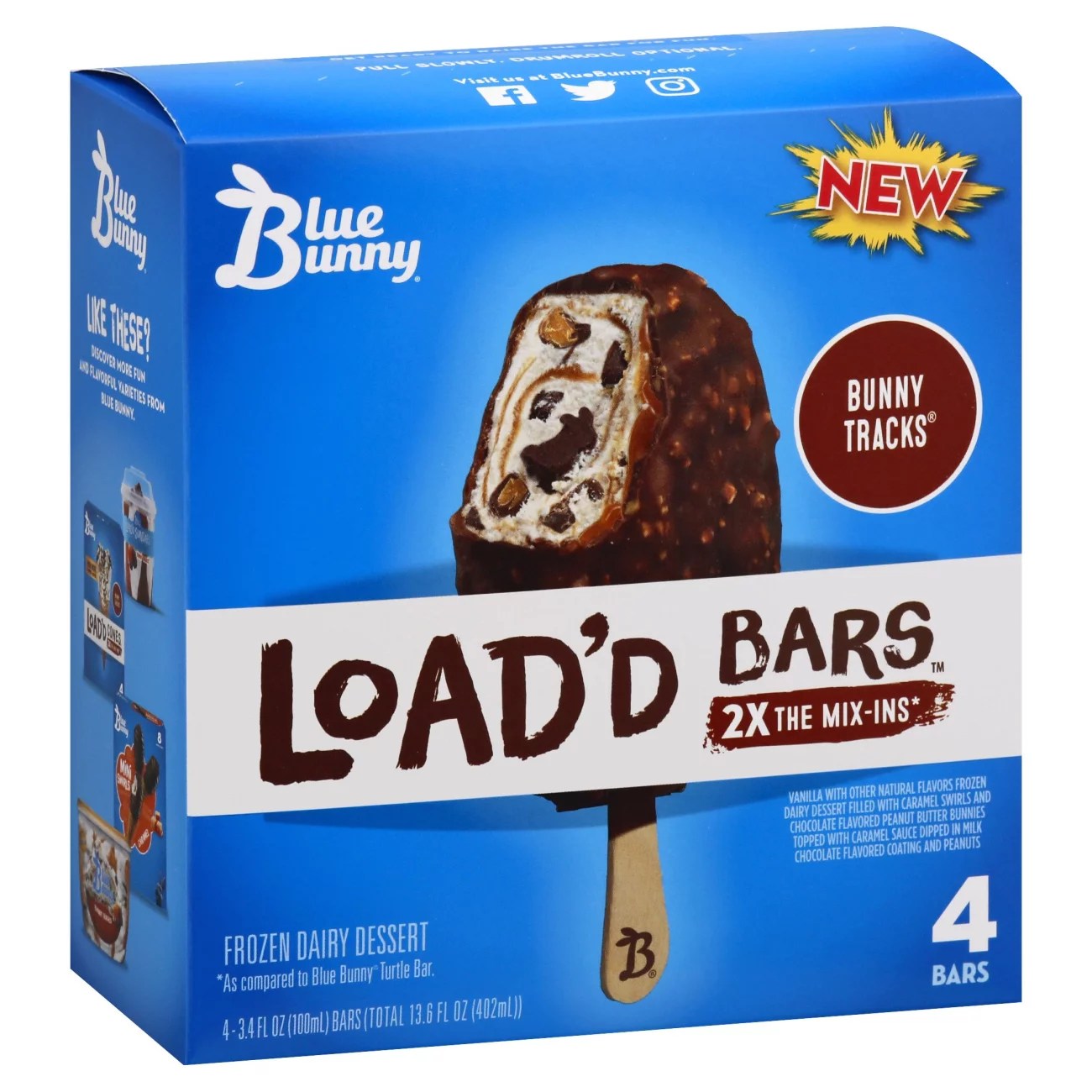 Blue Bunny Bunny Tracks Load'd Ice Cream Bars Shop Bars & Pops at HEB