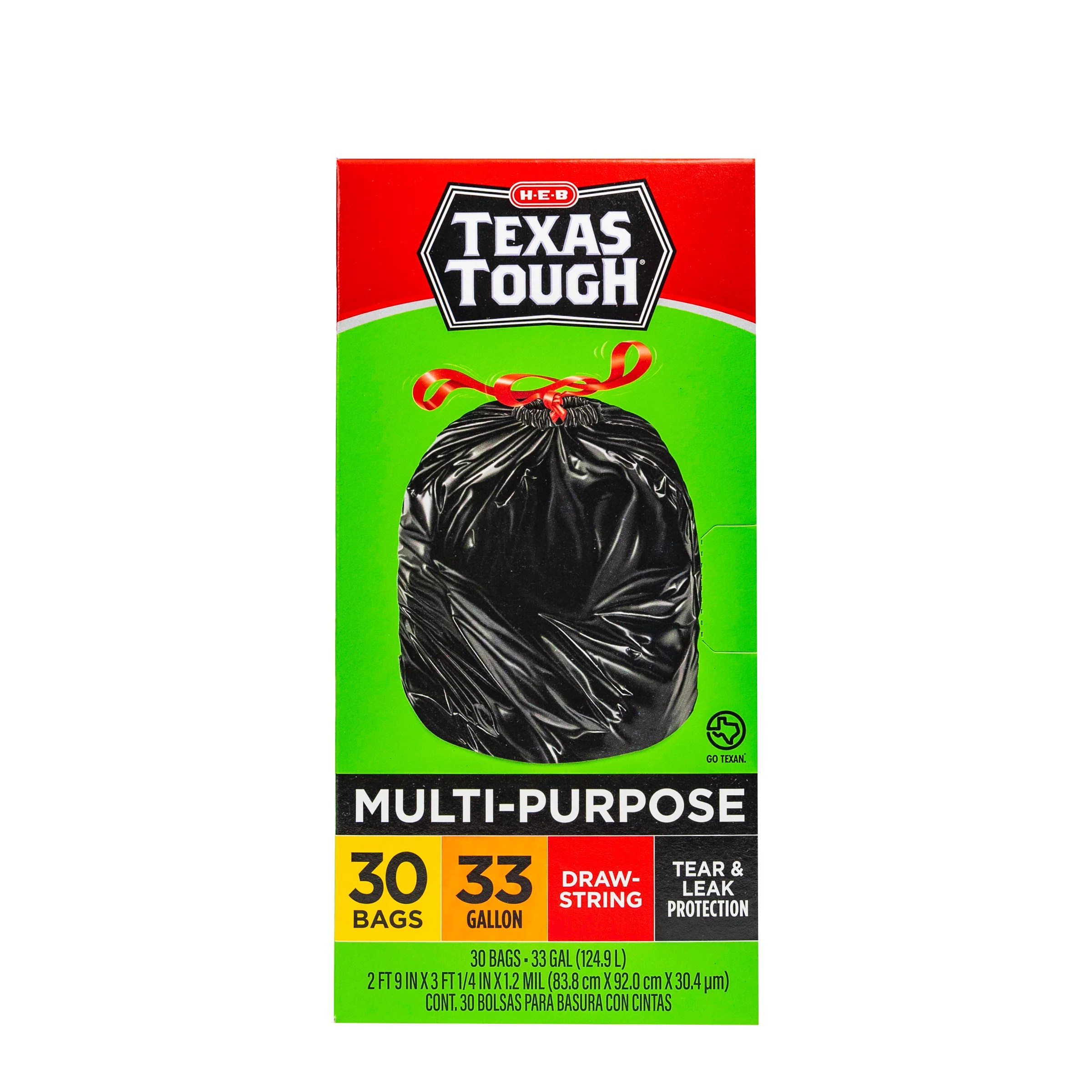 HEB Texas Tough Large Multipurpose Flex Trash Bags, 33 Gallon Shop