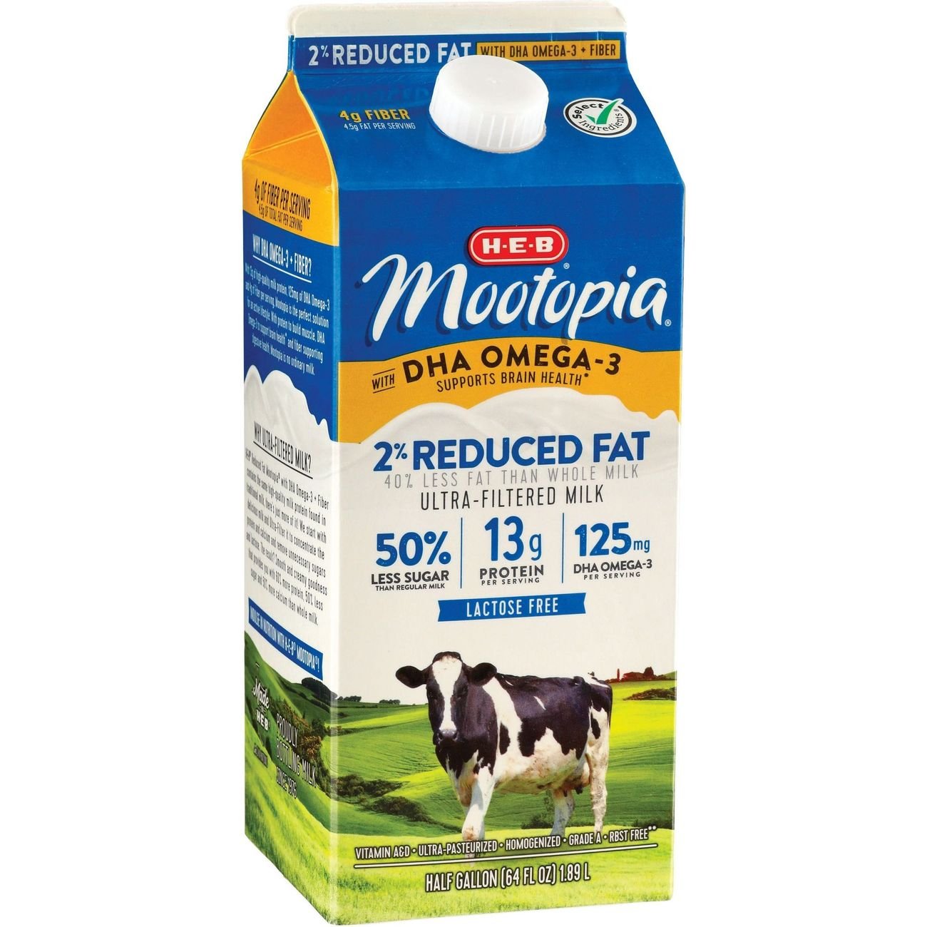HEB Select Ingredients MooTopia Lactose Free DHA 2 Reduced Fat Milk