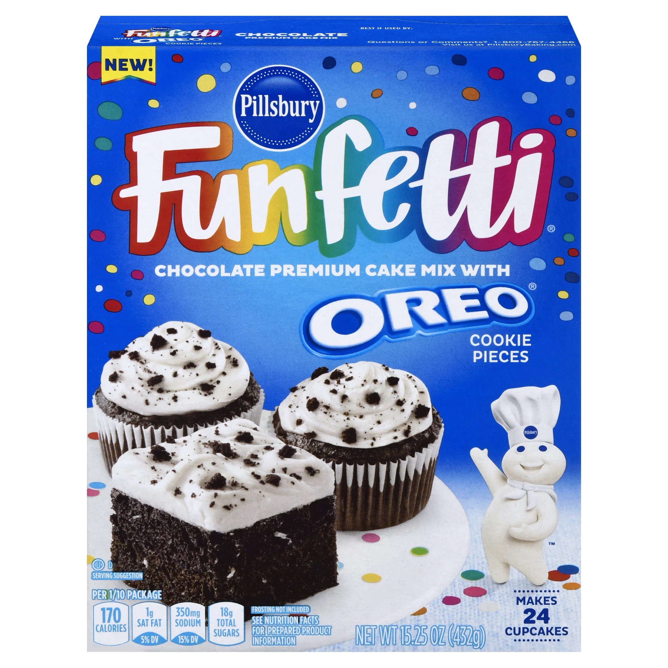 Pillsbury Funfetti Chocolate with Oreo Cookie Pieces Cake Mix Shop Baking Ingredients at HEB