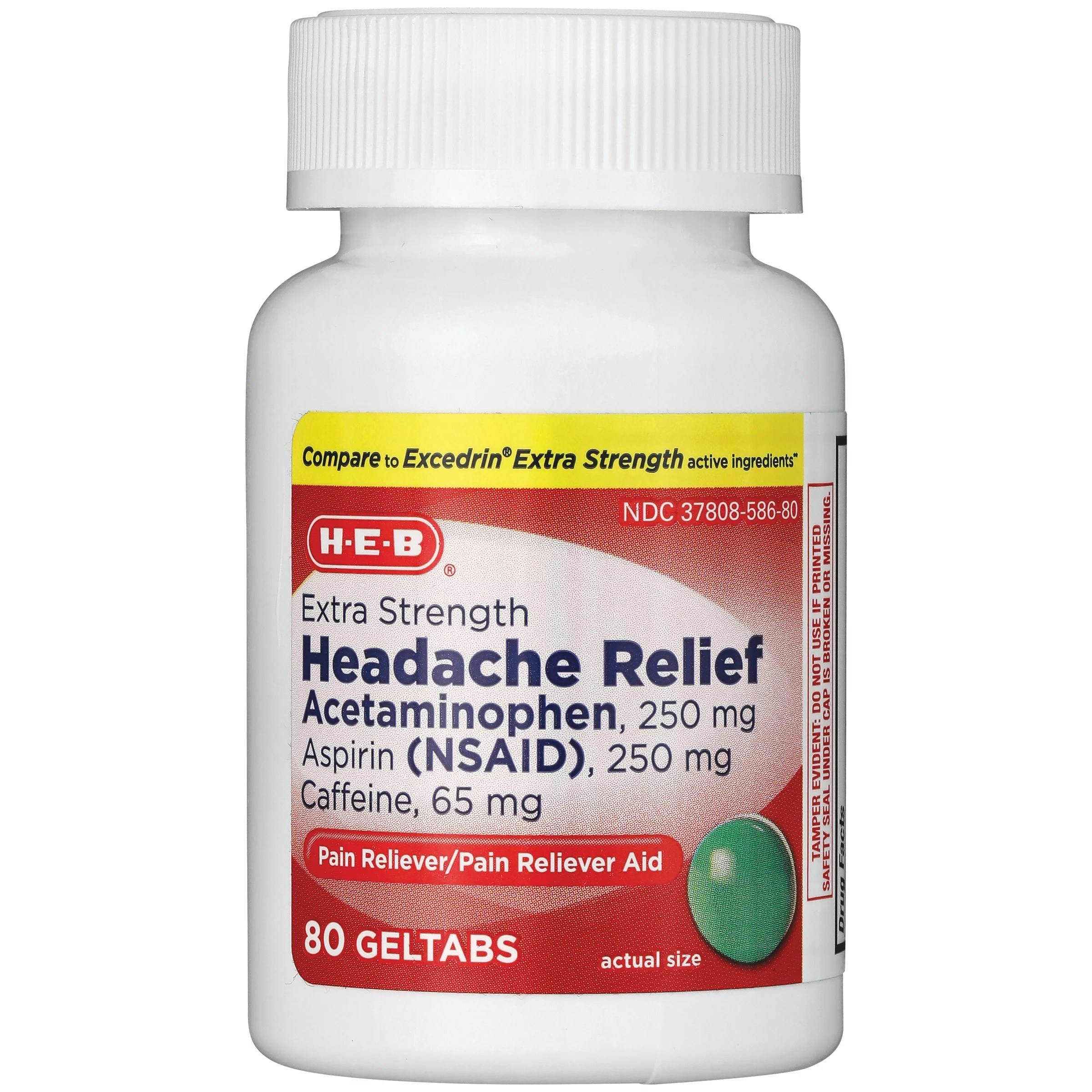 HEB Extra Strength Headache Relief Acetaminophen 250 mg Geltabs