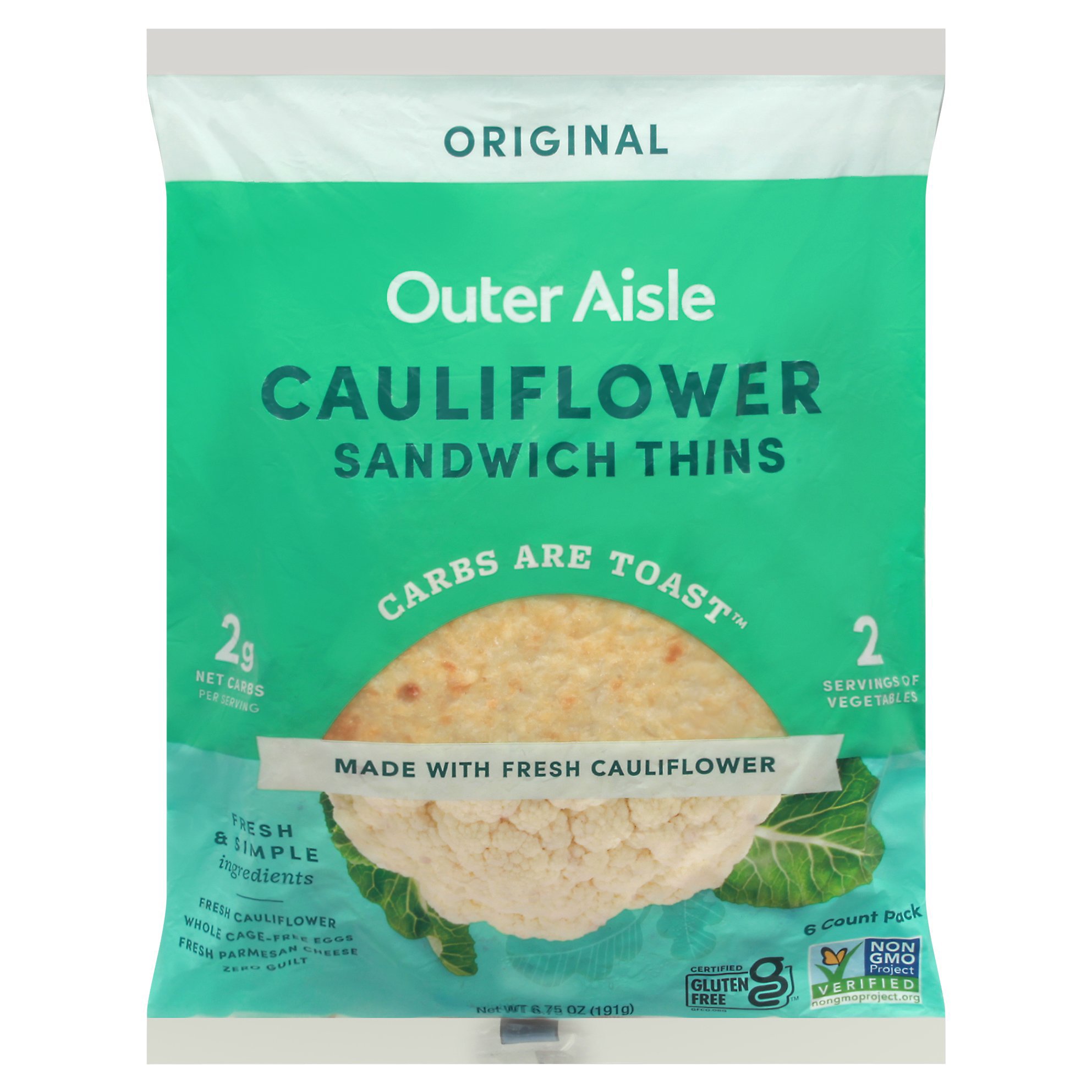 Outer Aisle Original Cauliflower Sandwich Thins Shop Bread & Baked