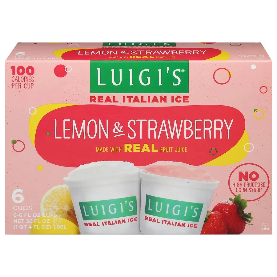 Luigi's Real Italian Ice Lemon & Strawberry Variety Pack Shop Ice