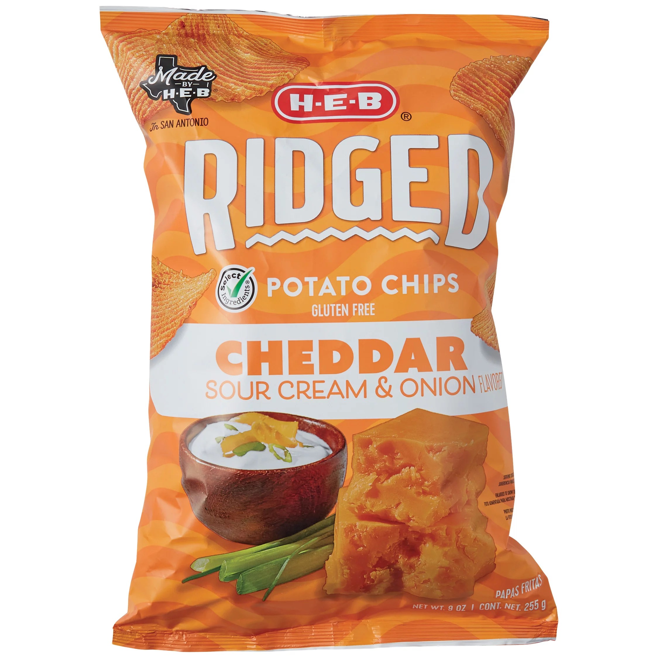 HEB Select Ingredients Ridged Cheddar Sour Cream & Onion Potato Chips