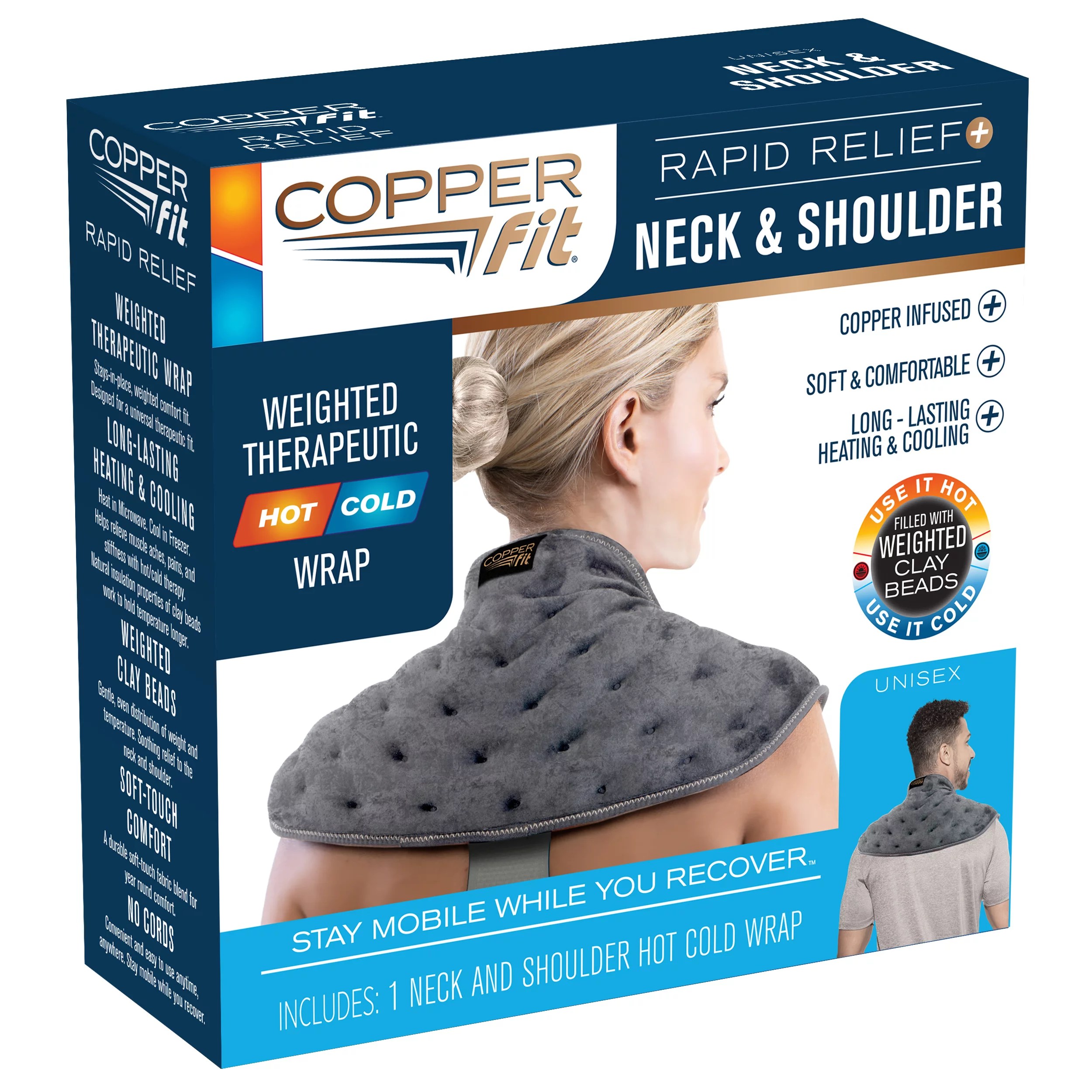 Copper Fit Rapid Relief + Neck & Shoulder Weighted Therapeutic Wrap Shop Medicines