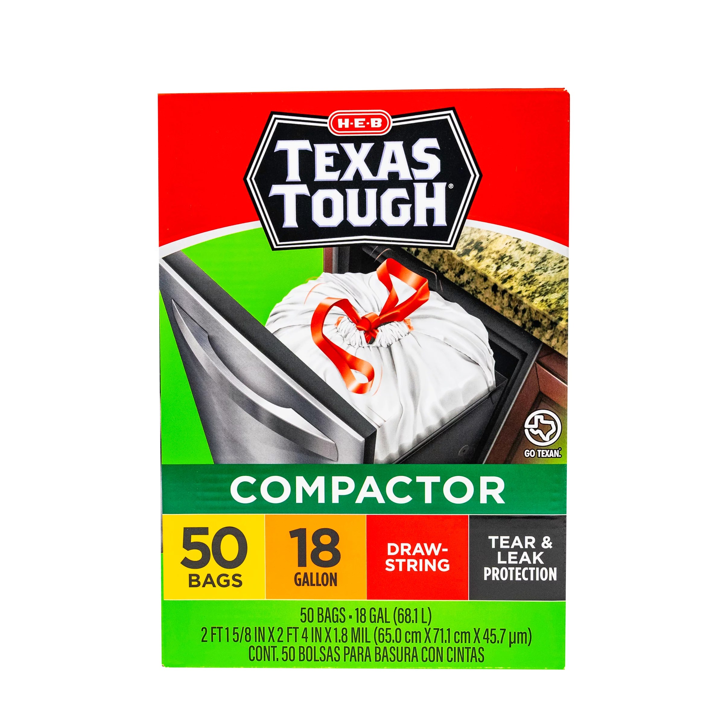 HEB Texas Tough Trash Compactor Bags, 18 Gallon Shop Trash Bags at