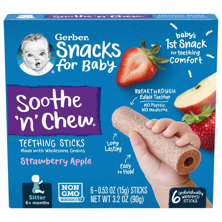 Gerber Soothe 'n' Chew Teething Sticks Strawberry Apple Shop Food