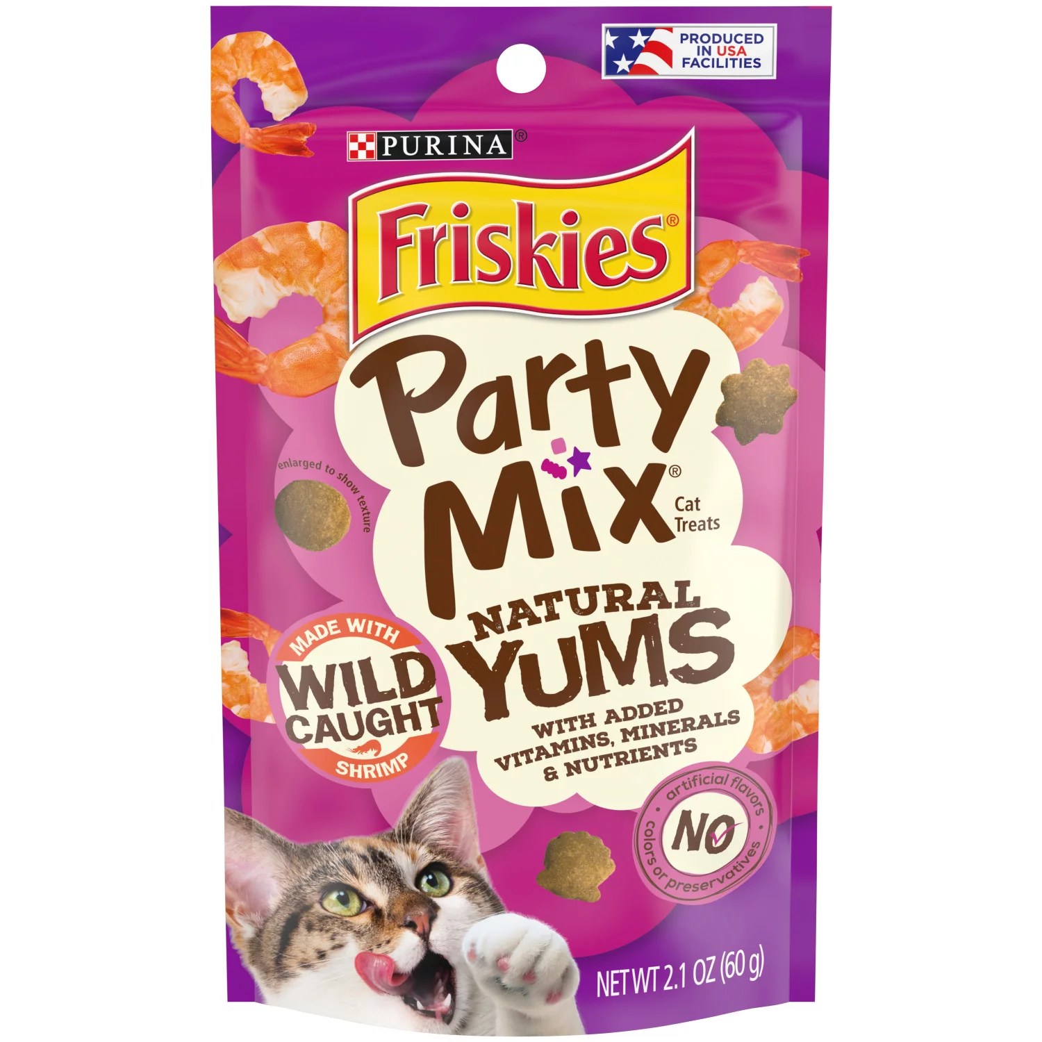 Friskies Purina Friskies Party Mix Cat Treats, Natural Yums With Wild