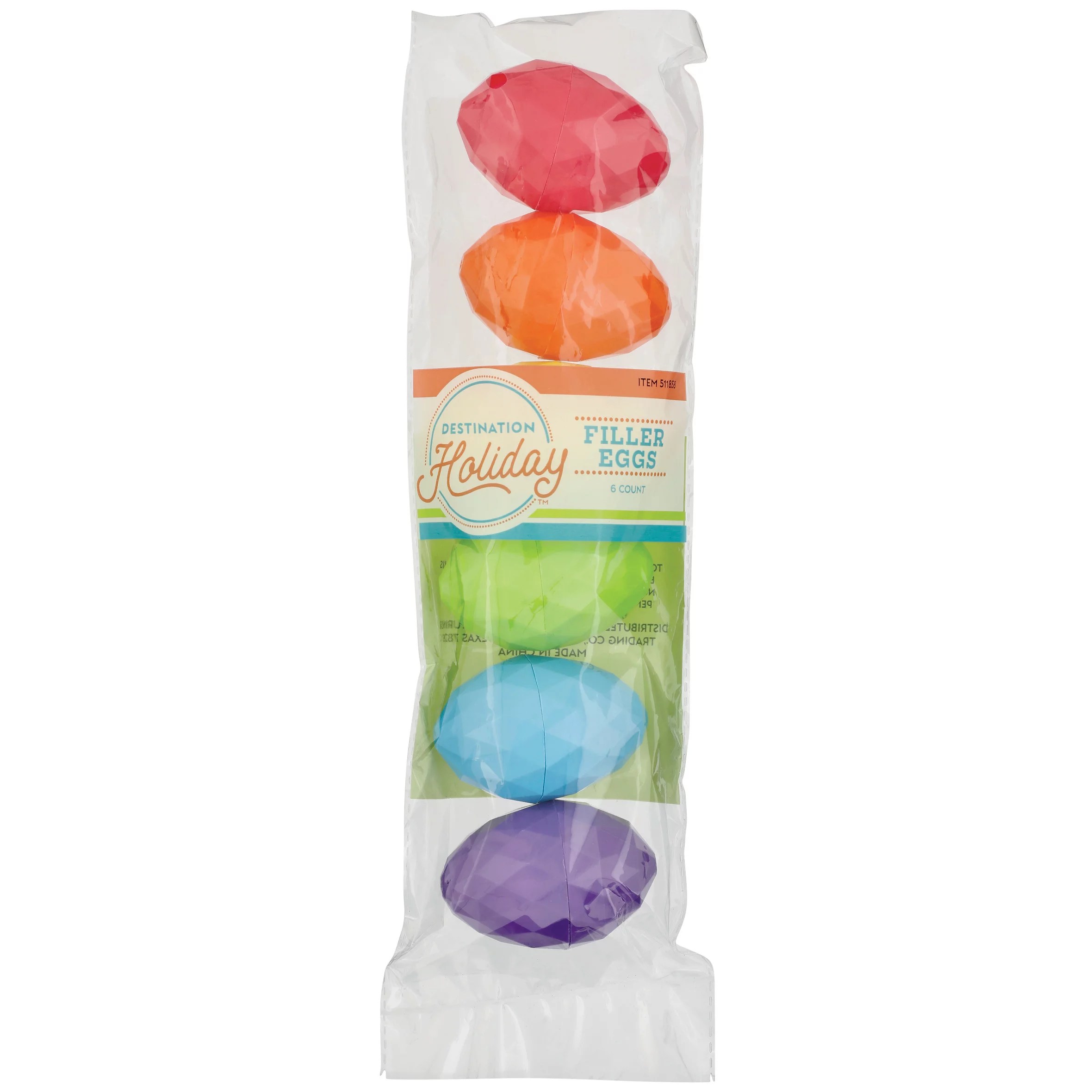 Destination Holiday Diamond Cut Assorted Plastic Easter Filler Eggs, 6