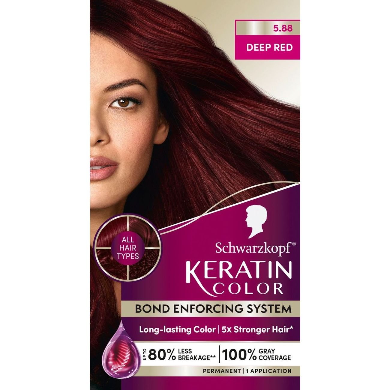Schwarzkopf Keratin Color Permanent Hair Color 5.88 Deep Red Shop Hair color at HEB