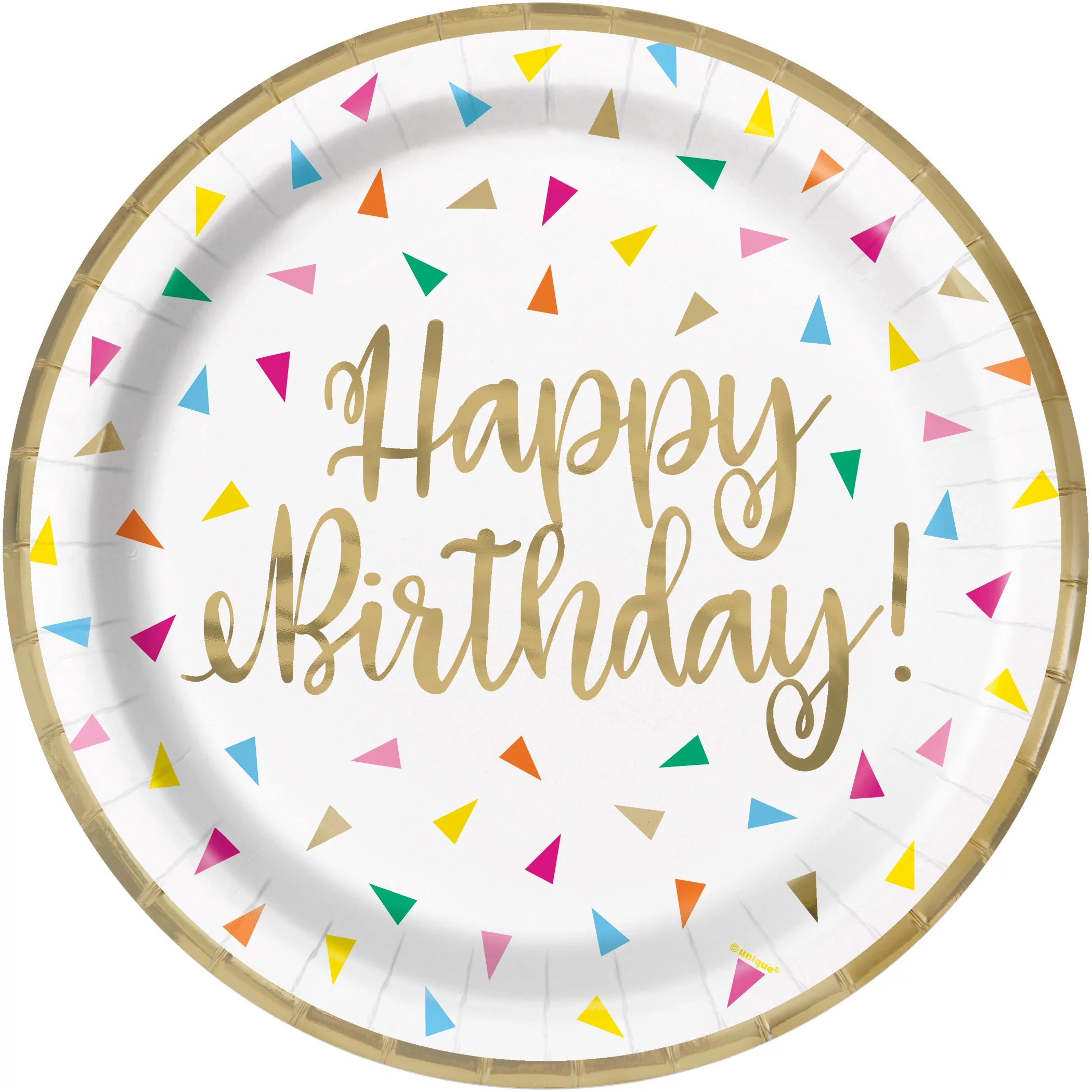 Unique Bright Triangles Happy Birthday Paper Plates, 8 ct Shop Party
