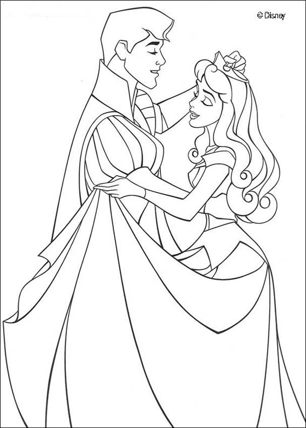 Princess aurora and prince philip dancing waltz coloring pages