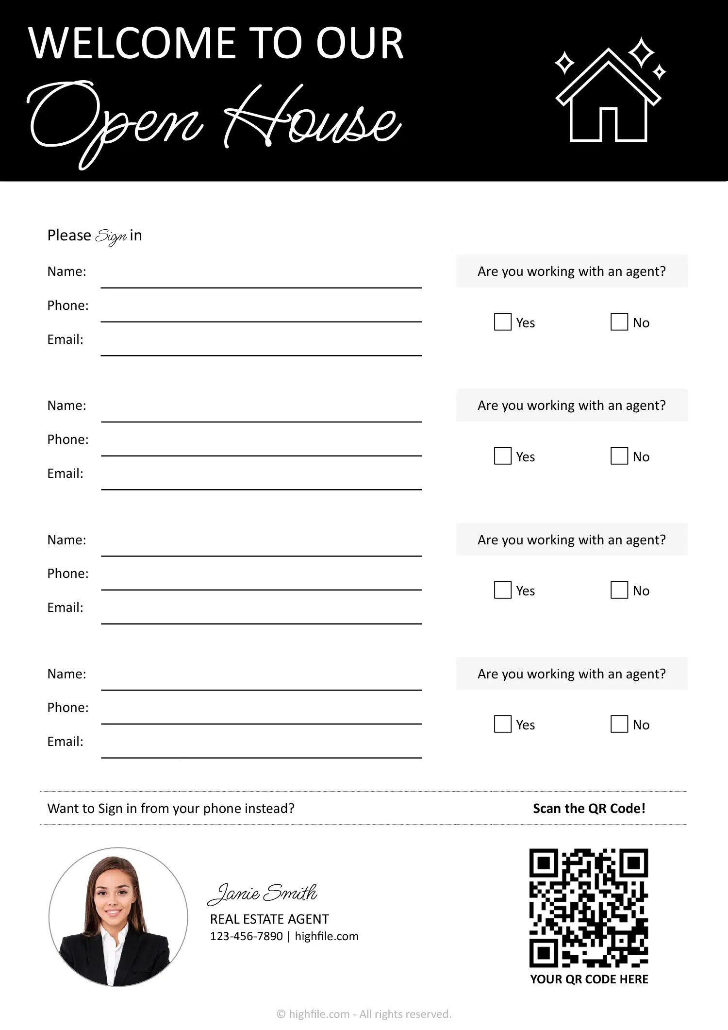 Simple Open House Sign In Sheet Word Google Docs PDF Highfile