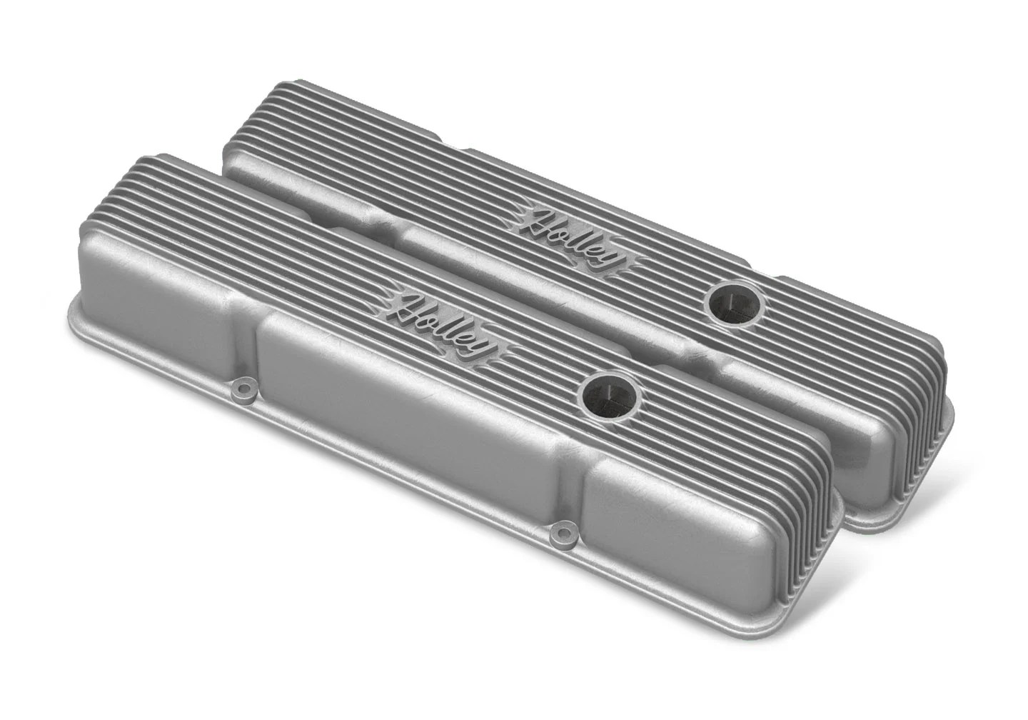 Holley 241240 SBC Vintage Series Finned Valve Covers Natural Cast Finish
