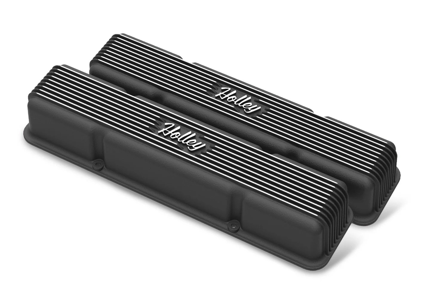 Holley 241245 SBC Vintage Series Finned Valve Covers Satin Black