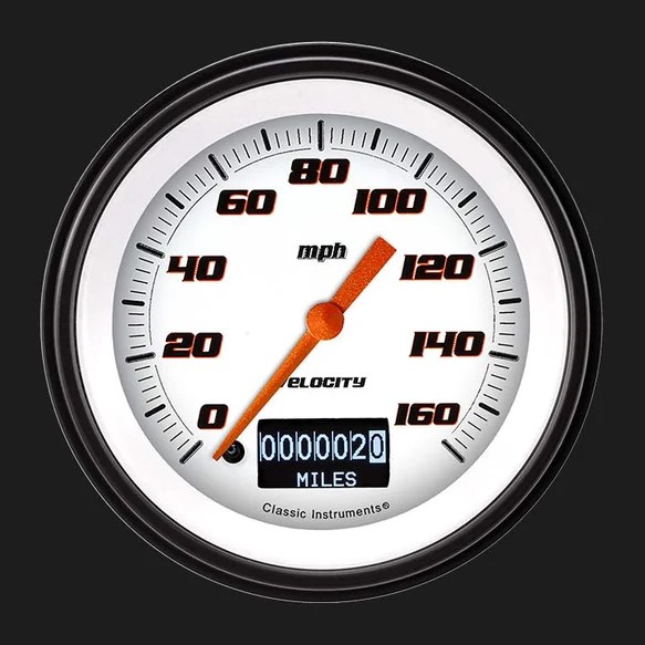 Velocity White 3 3/8″ Speedometer with Information Screen – VS55DWBLF Velocity White 3 3/8″ Speedometer with Information Screen – VS55DWBLF