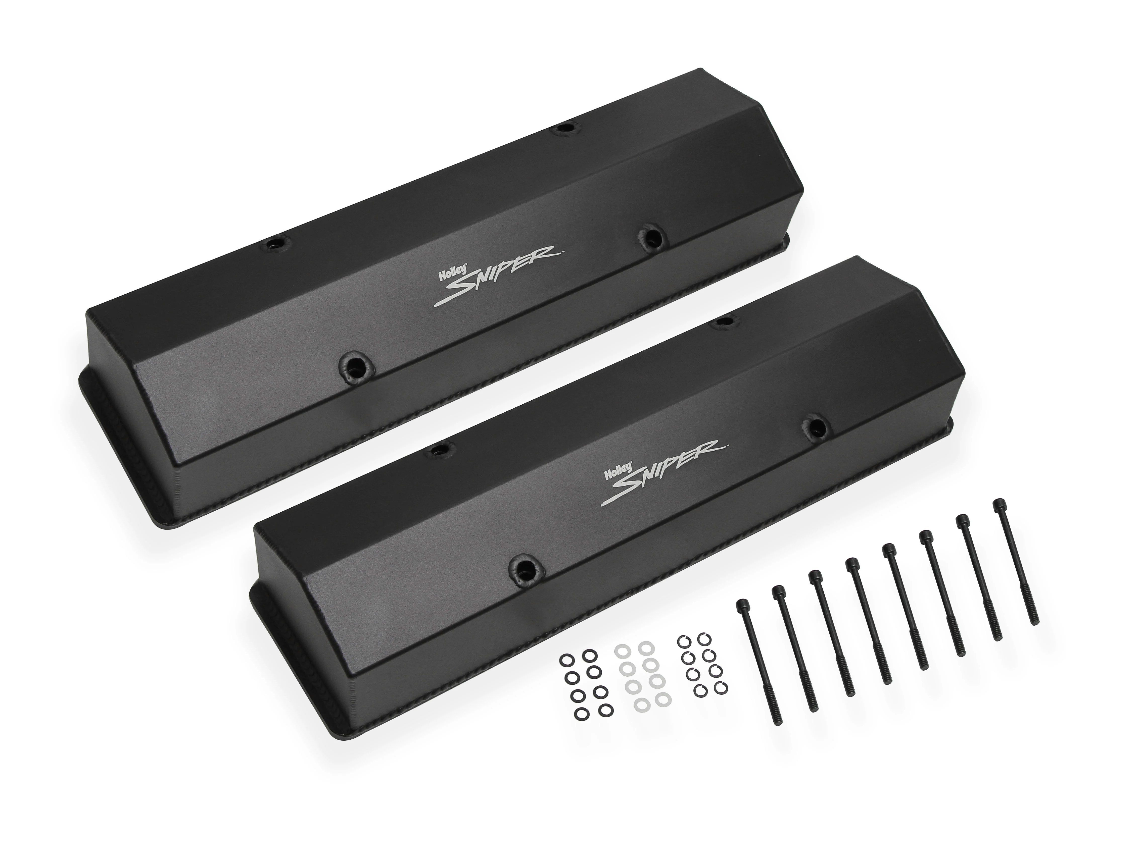 Holley Sniper 890008B Fabricated aluminum valve covers w/baffle for