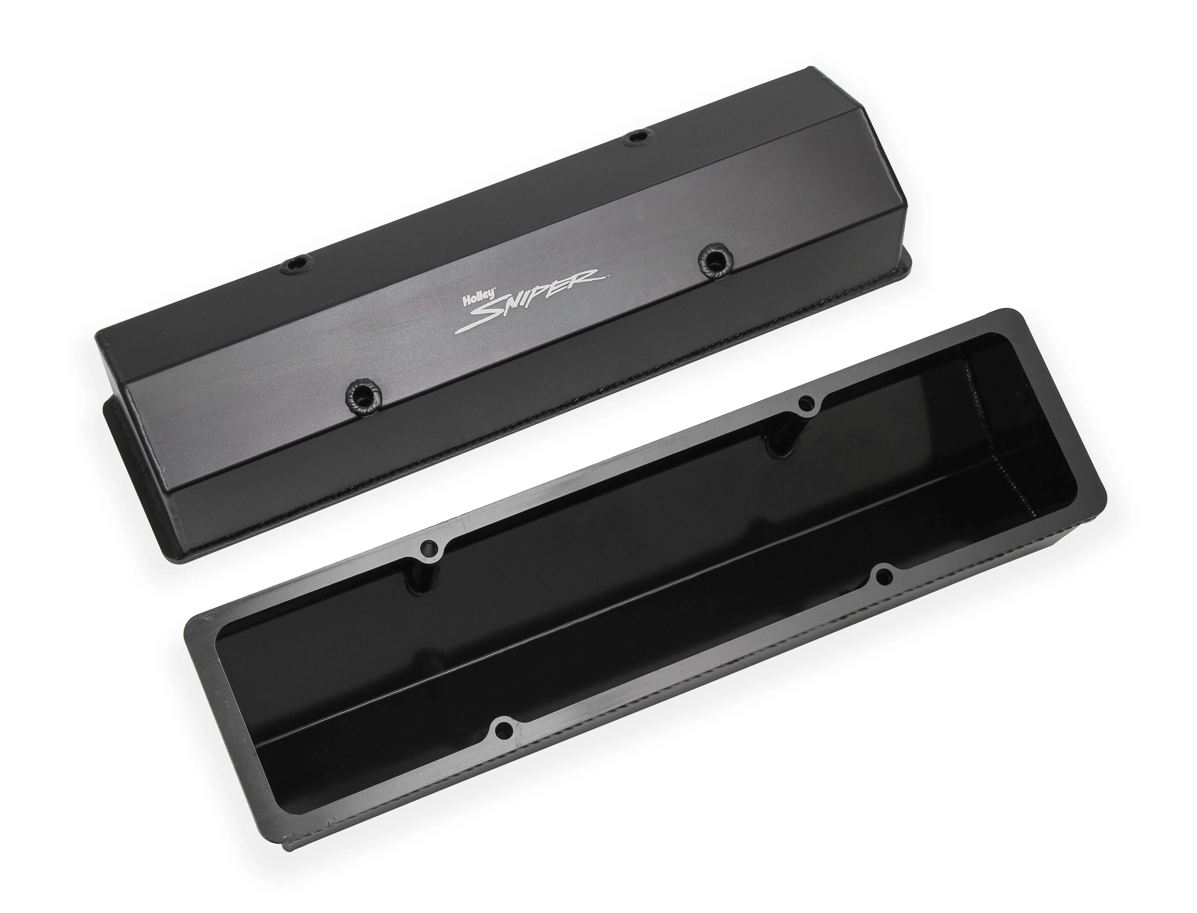 Holley Sniper 890008B Fabricated aluminum valve covers w/baffle for