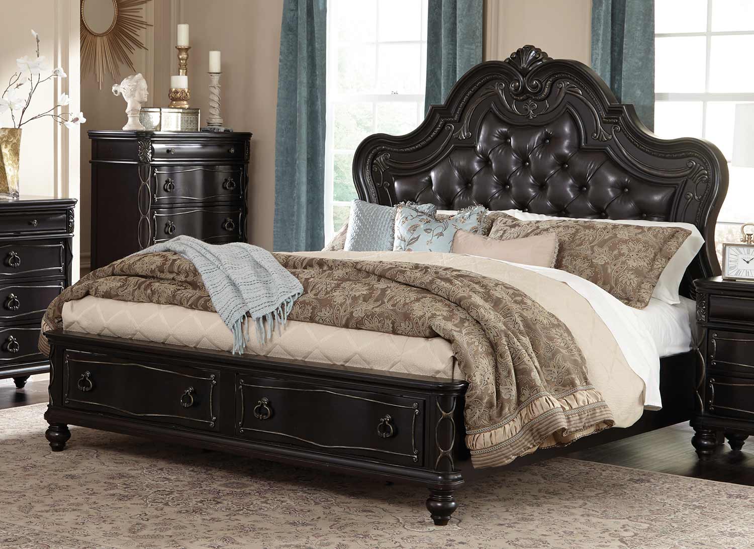 Homelegance Abutilon Platform Bedroom Set Dark Espresso Dark Brown