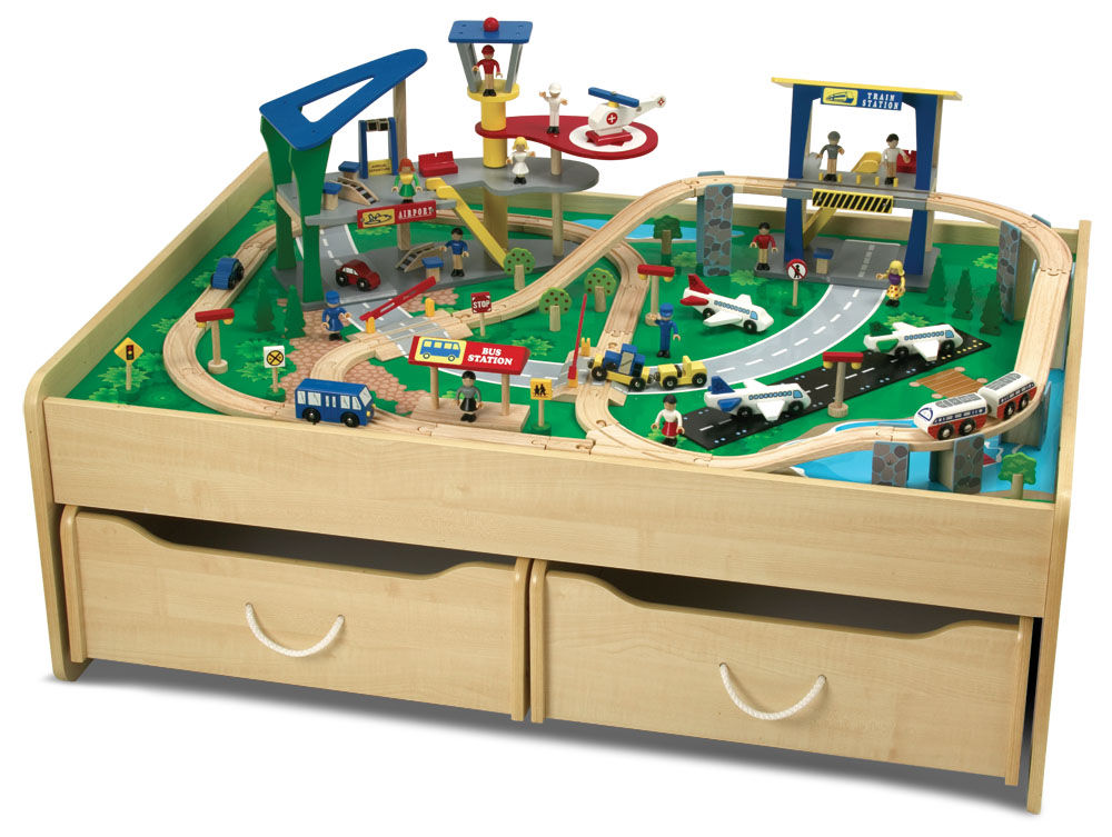 KidKraft Train Table with Trundle Honey 17840 at