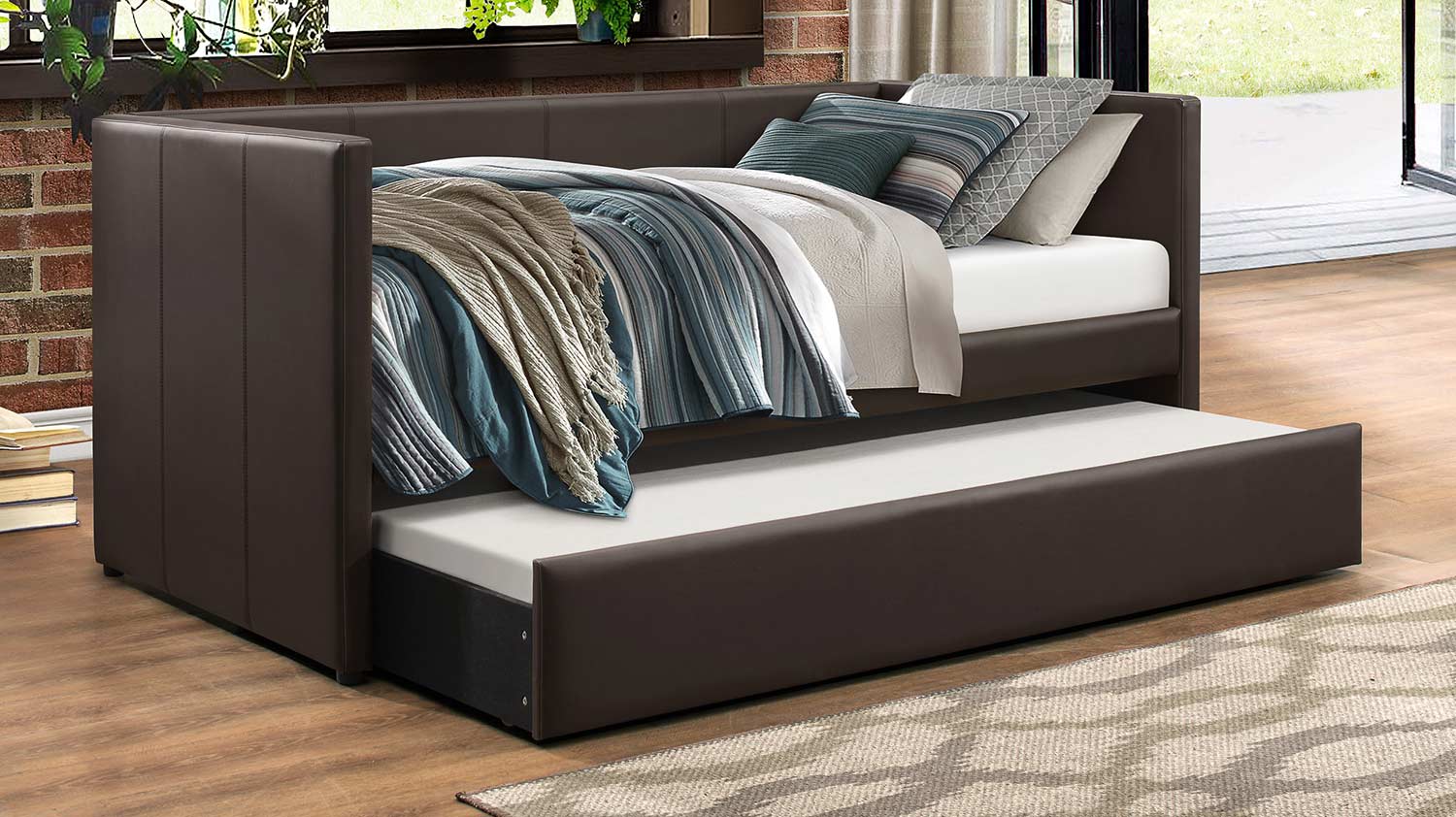Homelegance Adra Daybed with Trundle Dark Brown 4949DBR at
