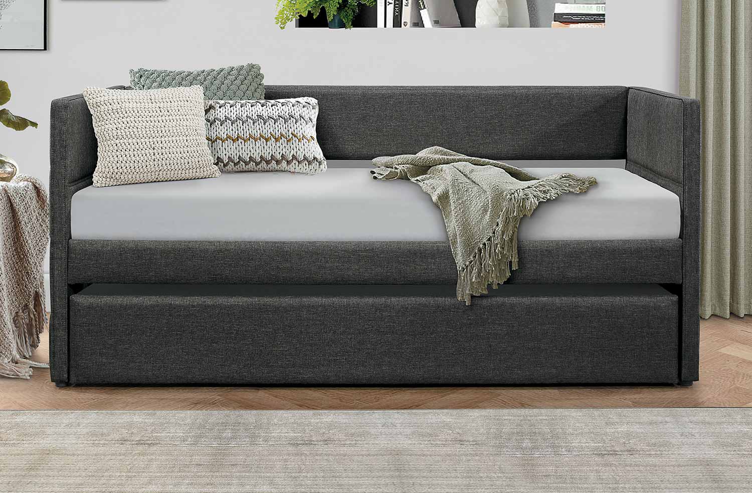 Homelegance Vining Daybed with Trundle Dark Gray 4975 at