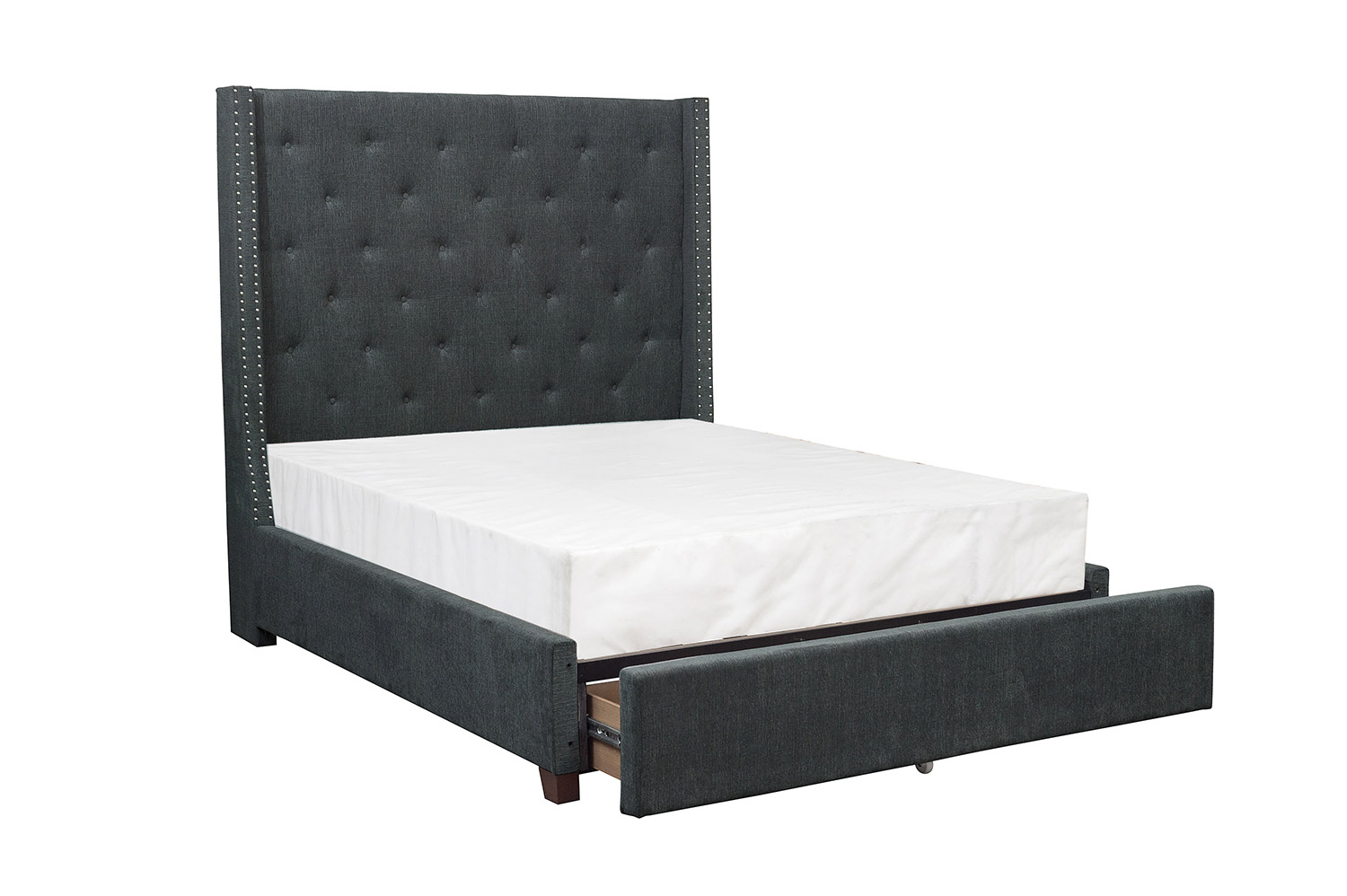 Homelegance Fairborn Tufted Platform Bed with Storage Footboard Dark