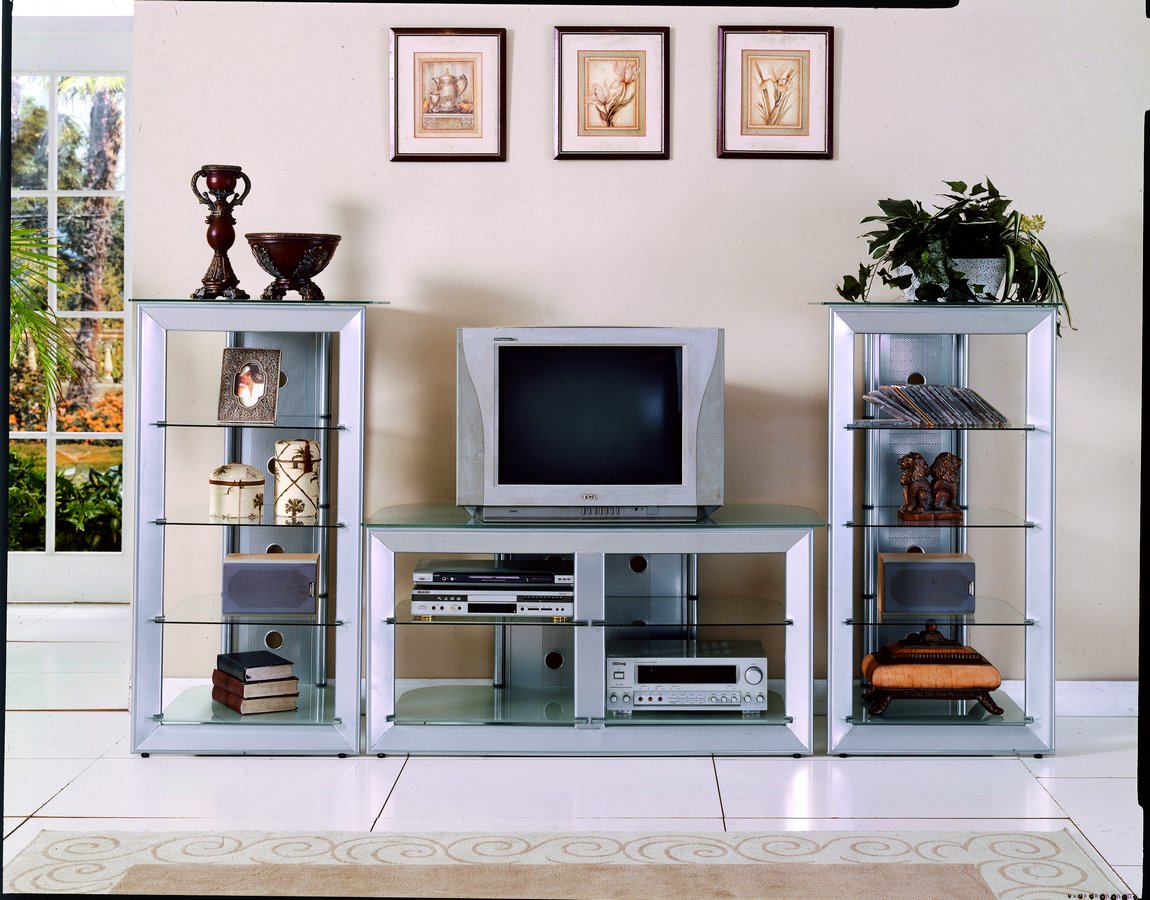 Homelegance Metal and Glass TV Stand 8010T at