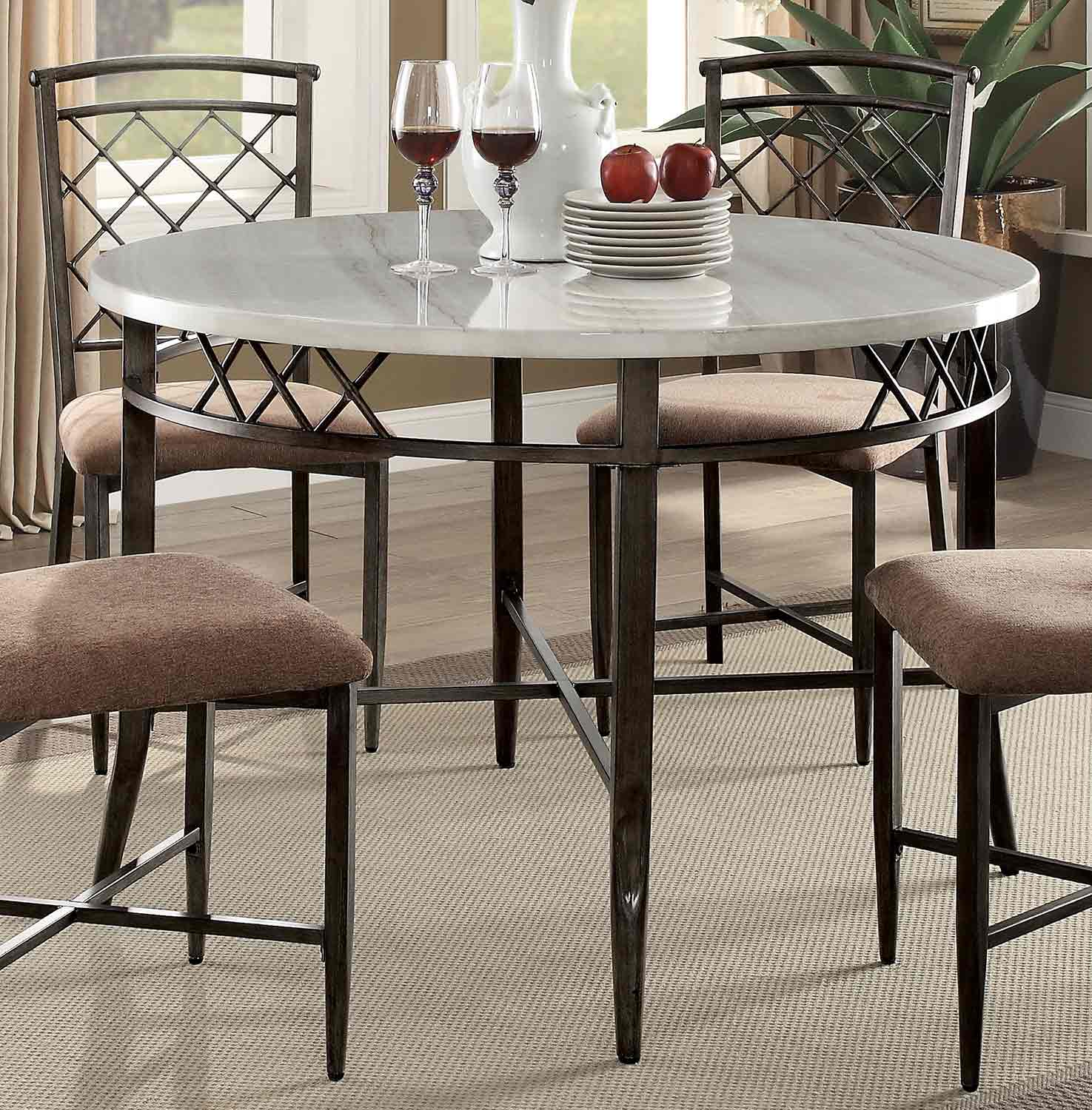 Acme Aldric Dining Table Faux Marble/Antique 73000 at