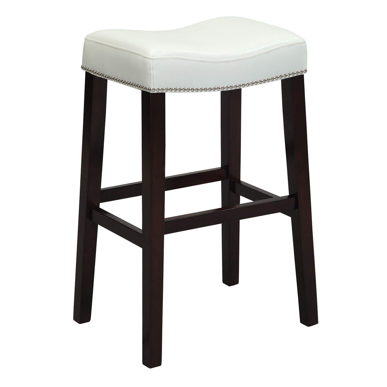 Acme Lewis Bar Stool White Vinyl/Espresso 96292 at