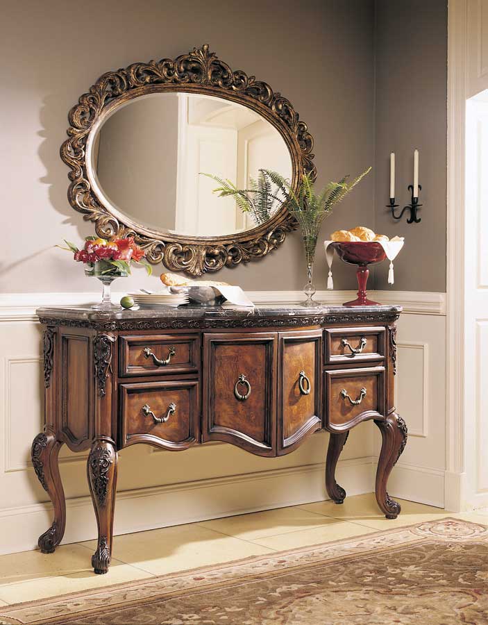 American Drew Grand Revival Dark Sideboard Marble Veneer Top 132851R