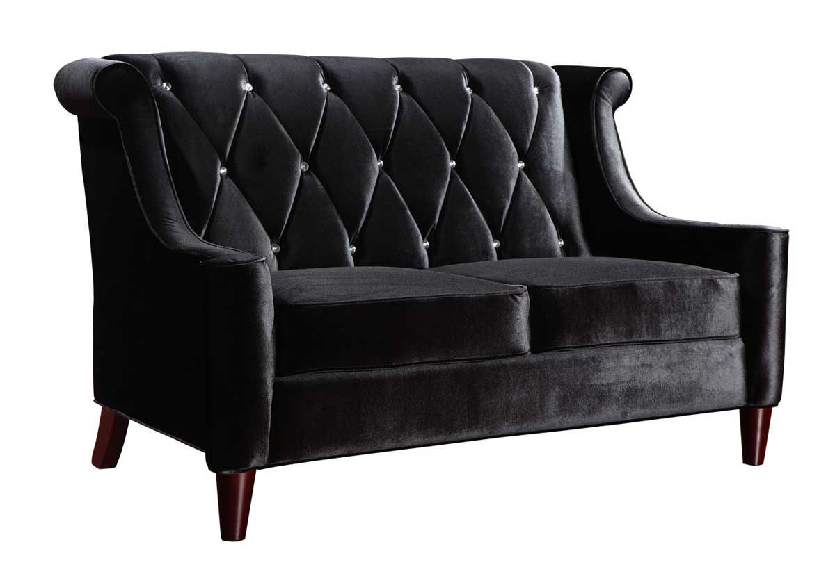 Armen Living Barrister Velvet Sofa Set Black ALLC844BLACKSofaSet