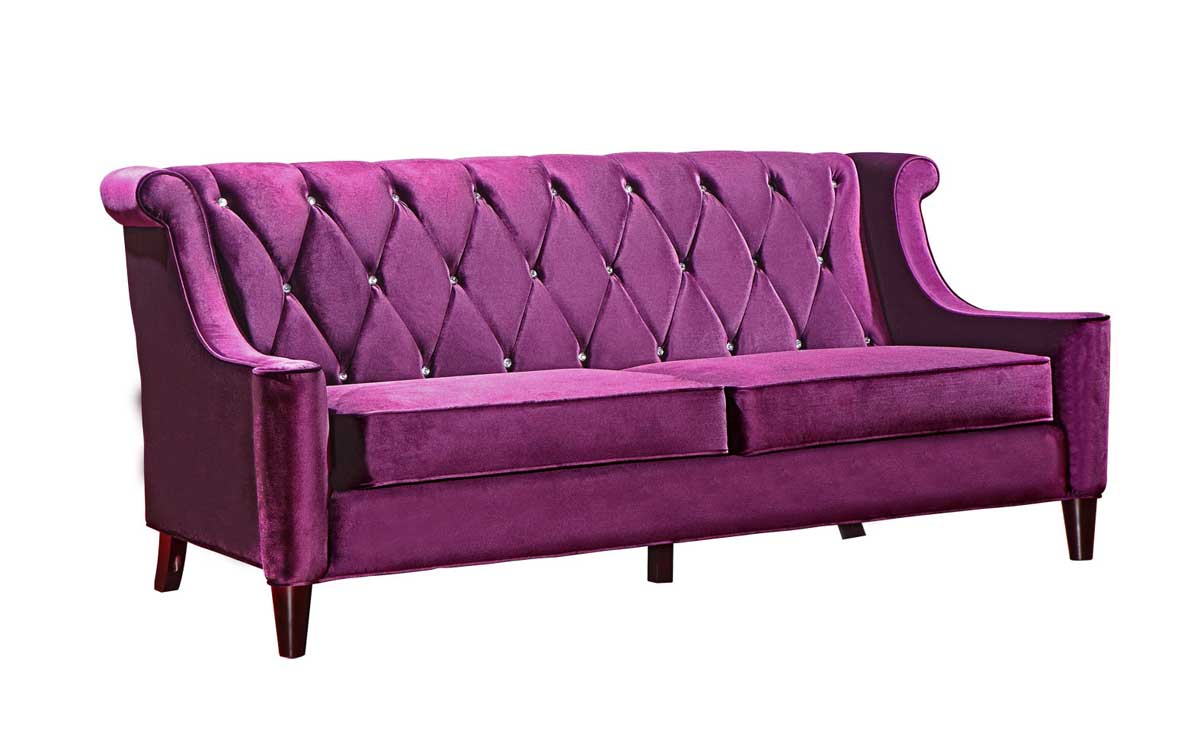 Armen Living Barrister Velvet Sofa Set Purple ALLC844PURPLESofaSet