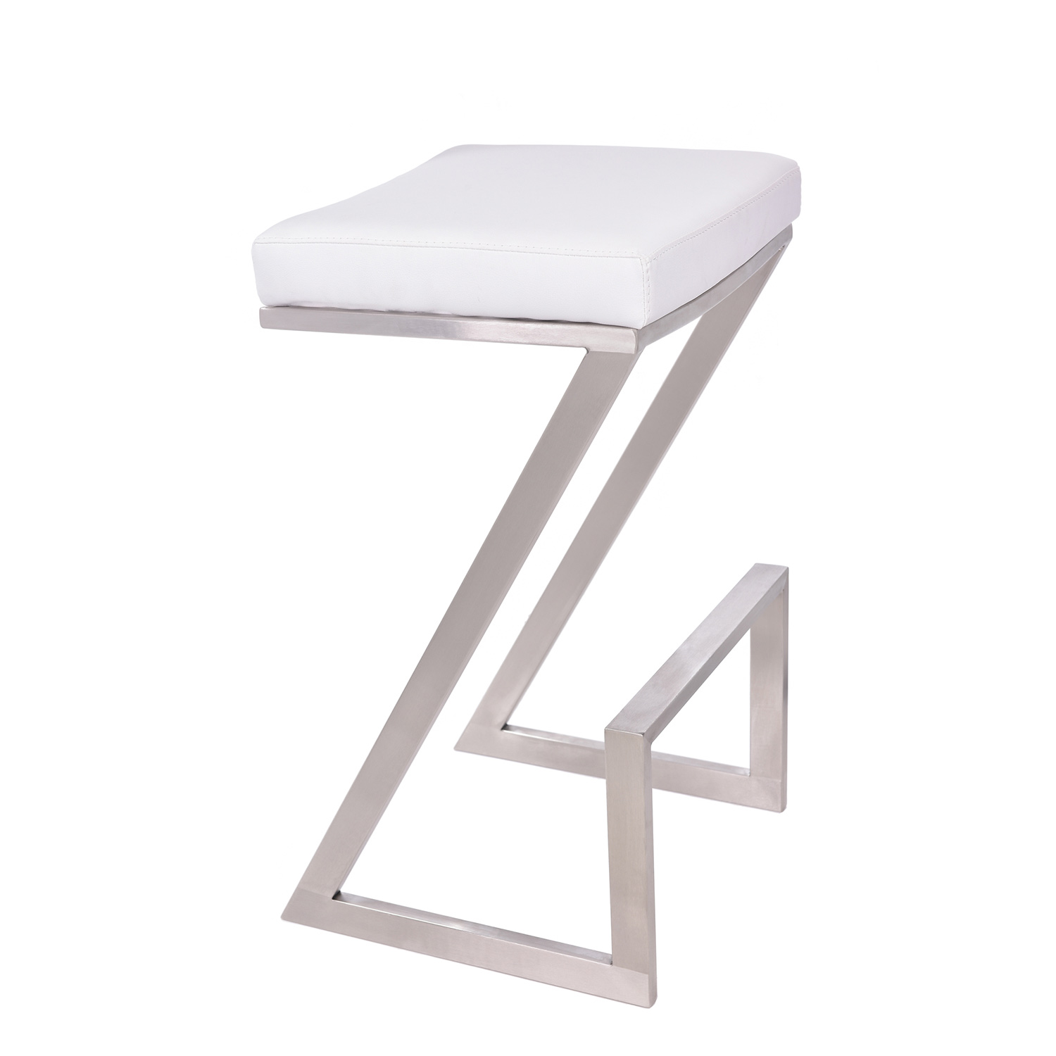 Armen Living Atlantis 30inch Backless Bar Stool White Leatherette AL