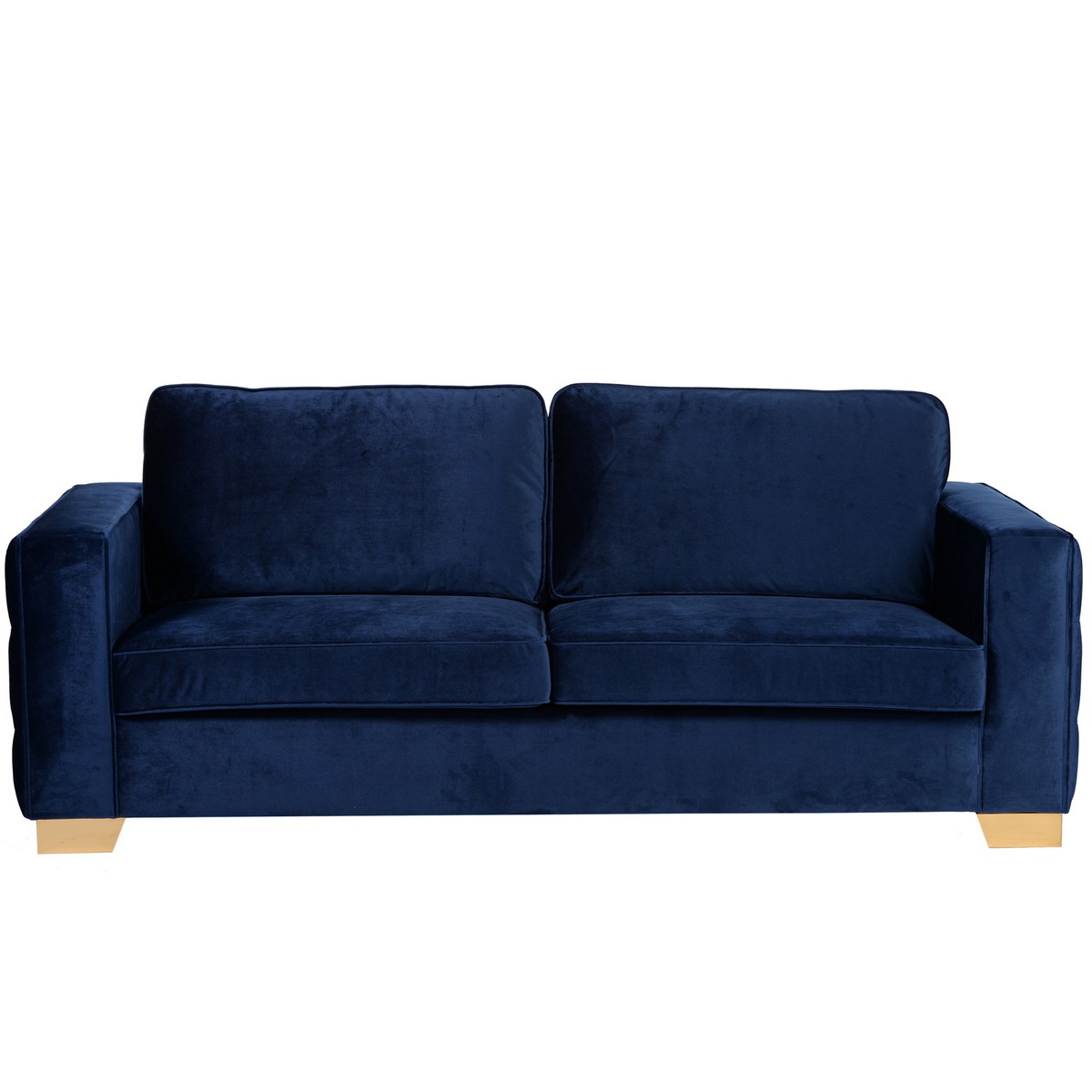 Armen Living Isola Sofa In Blue Velvet With Gold Metal Legs ALLCIS3BL