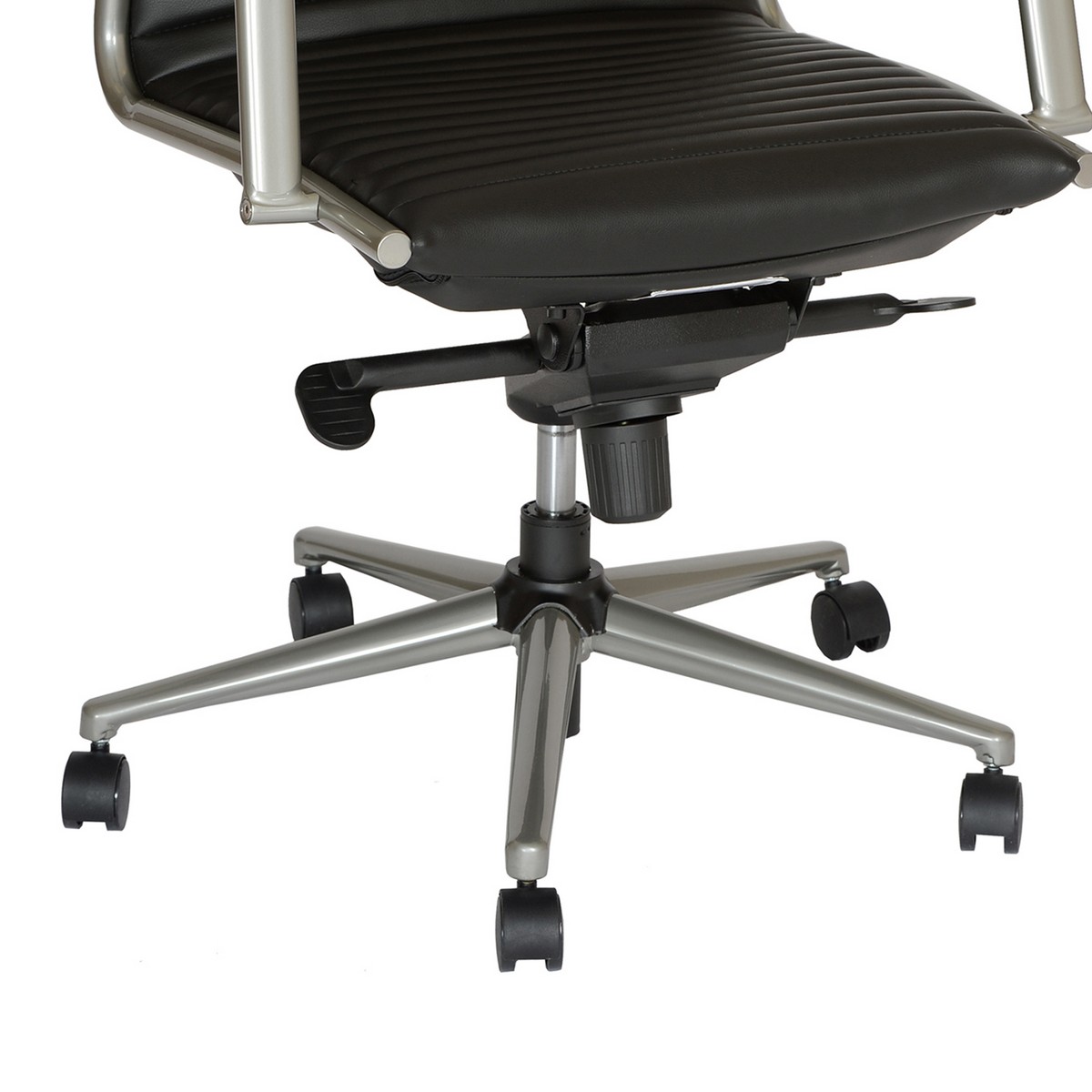 Armen Living Leo Modern Office Chair In Black and Gray Metal ALLCLEOFCHBL at